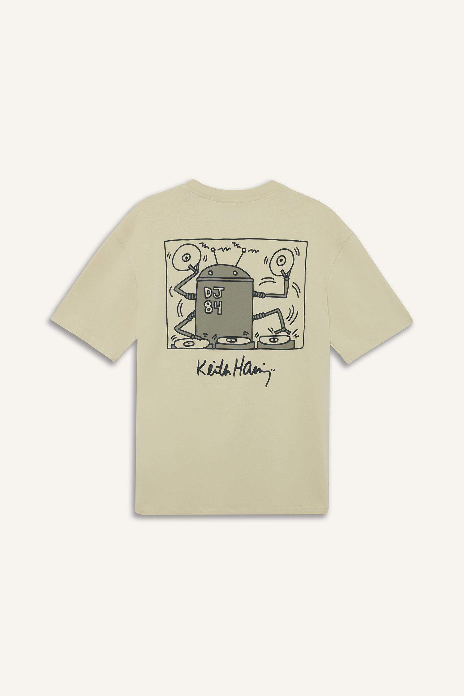 Boxy Fit Keith Haring Licensed Crew Neck Printed Short Sleeve T-Shirt