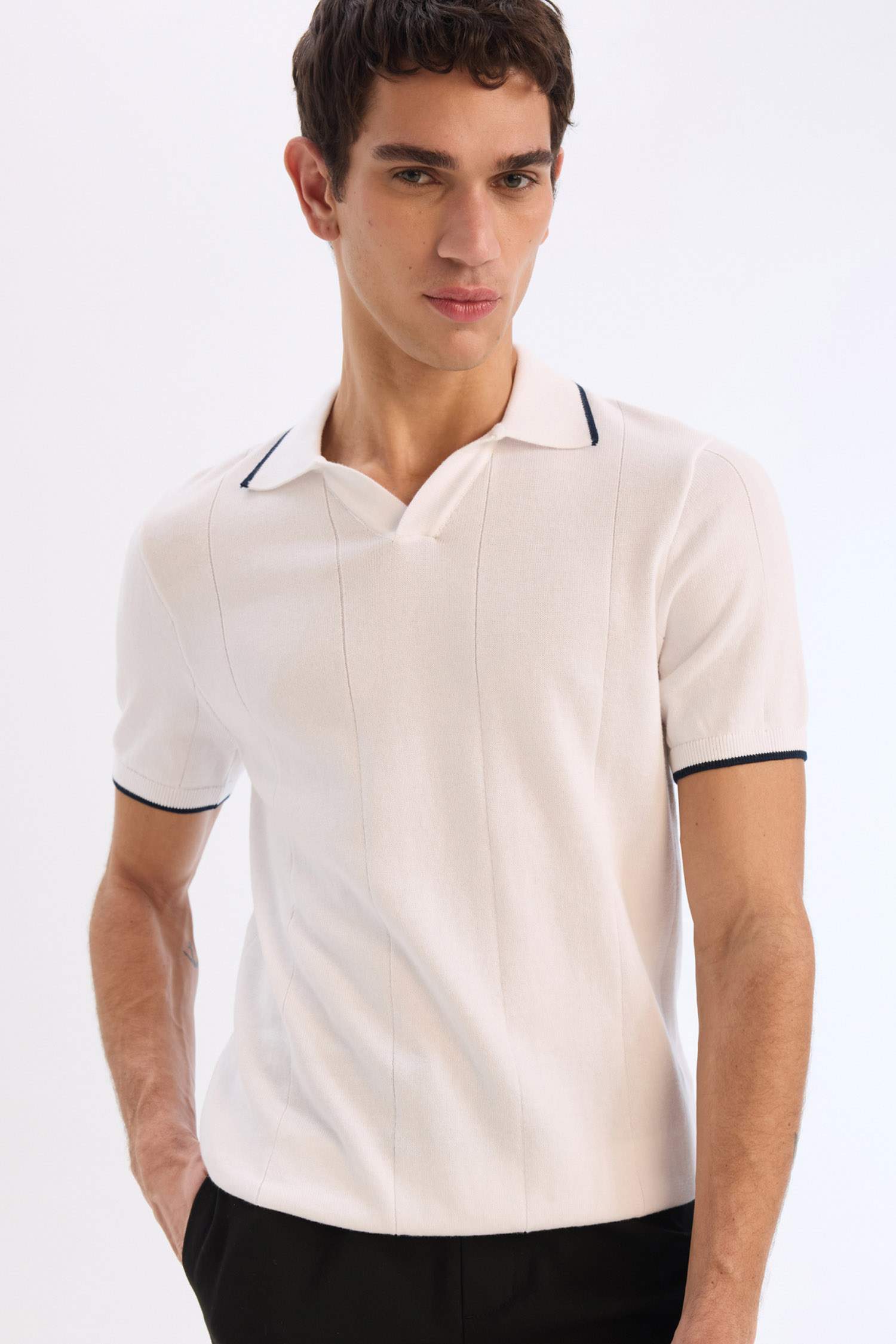Standard Fit Short Sleeve Knitwear Polo T-Shirt