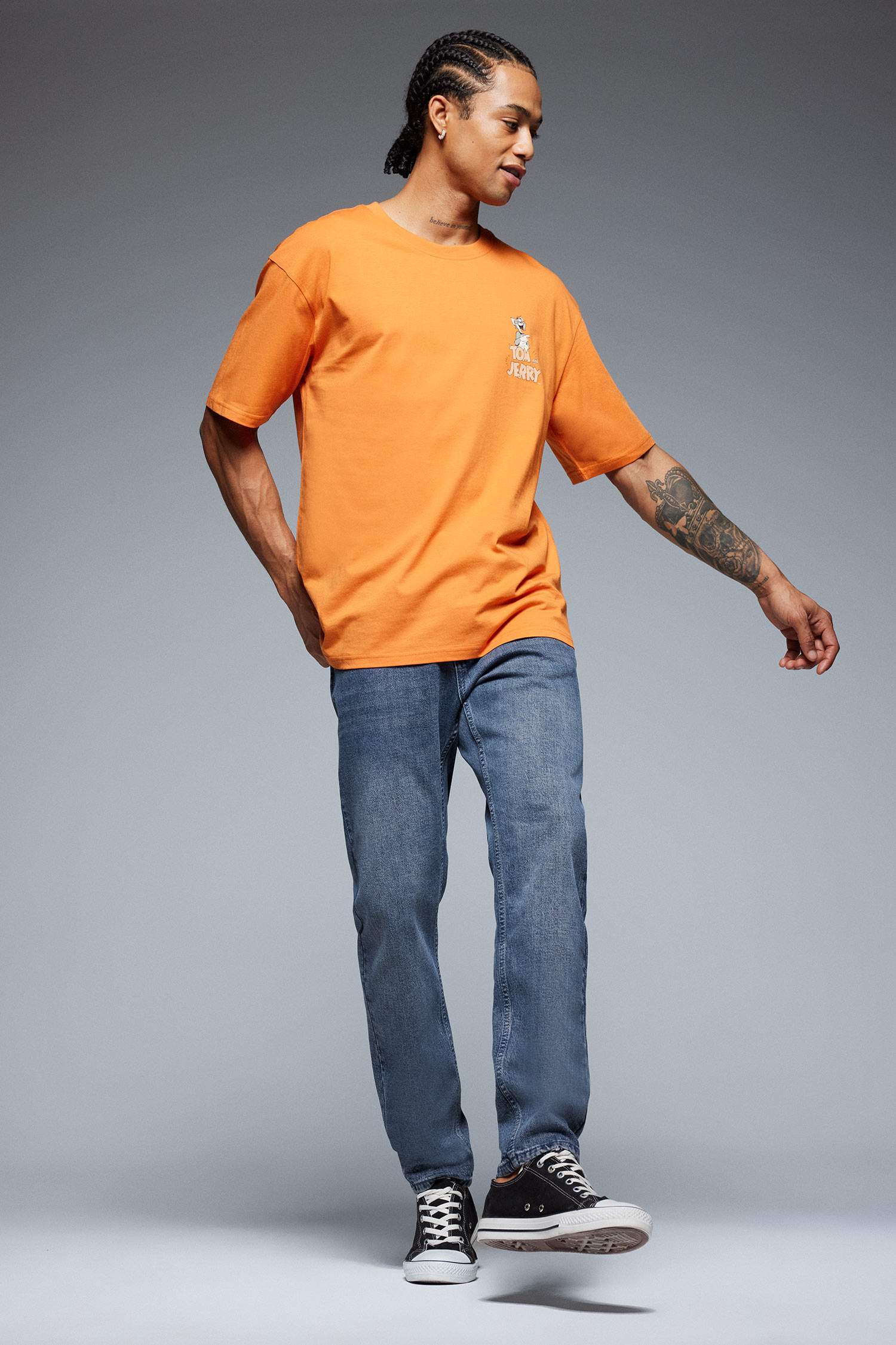 Tom & Jerry дөңгелек жаға үлкен Қысқа жеңді футболка