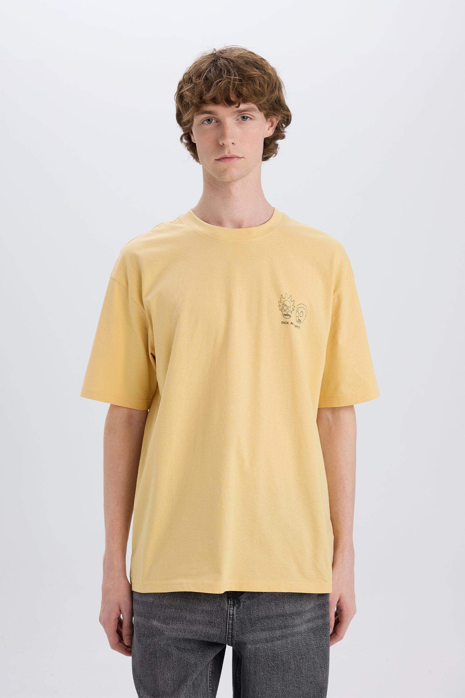 %100 Pamuk Rick and Morty Boxy Fit Bisiklet Yaka Sırt Baskılı Kısa Kollu Tişört