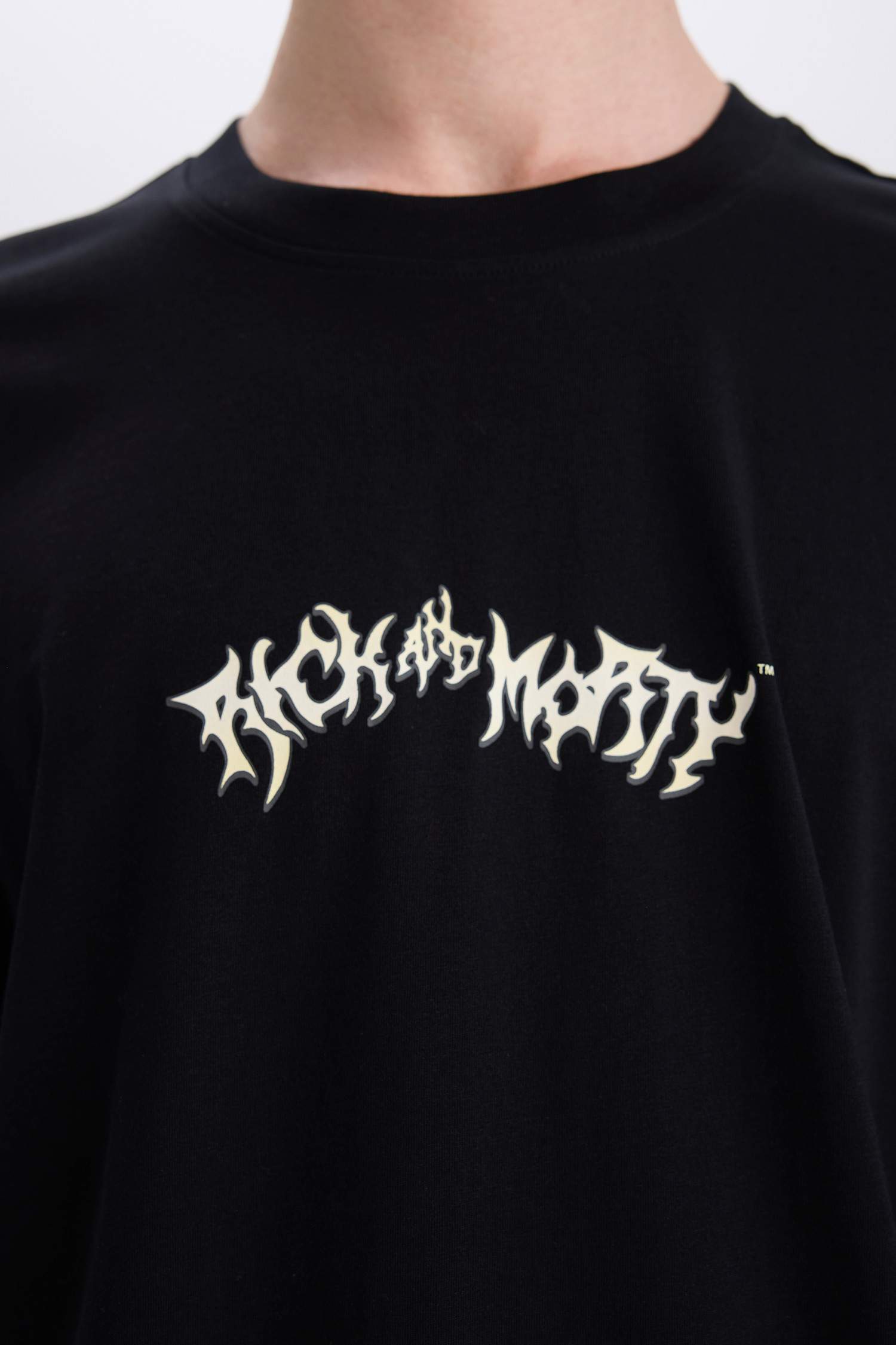 %100 Pamuk Rick and Morty Boxy Fit Bisiklet Yaka Sırt Baskılı Kısa Kollu Tişört