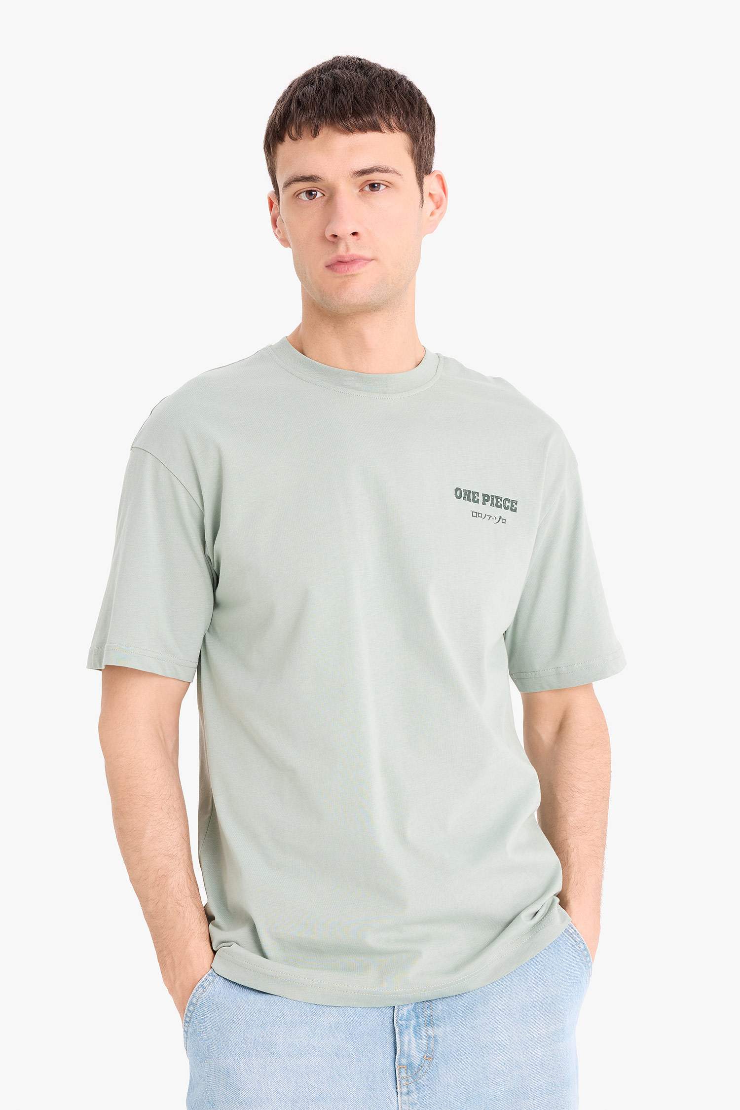 Boxy Fit One Piece Crew Neck Printed Short Sleeve T-Shirt