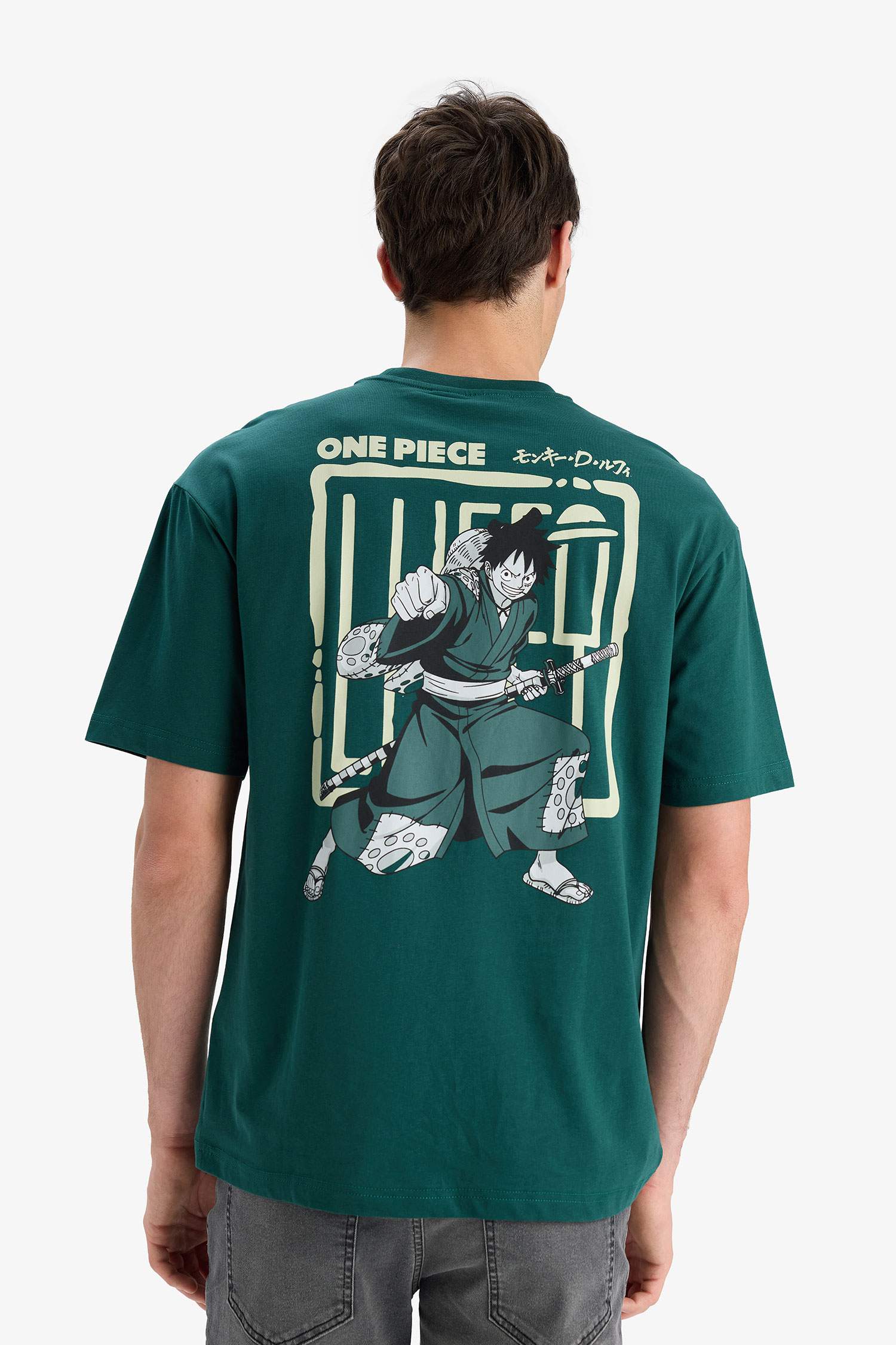 Boxy Fit One Piece Crew Neck Printed Short Sleeve T-Shirt