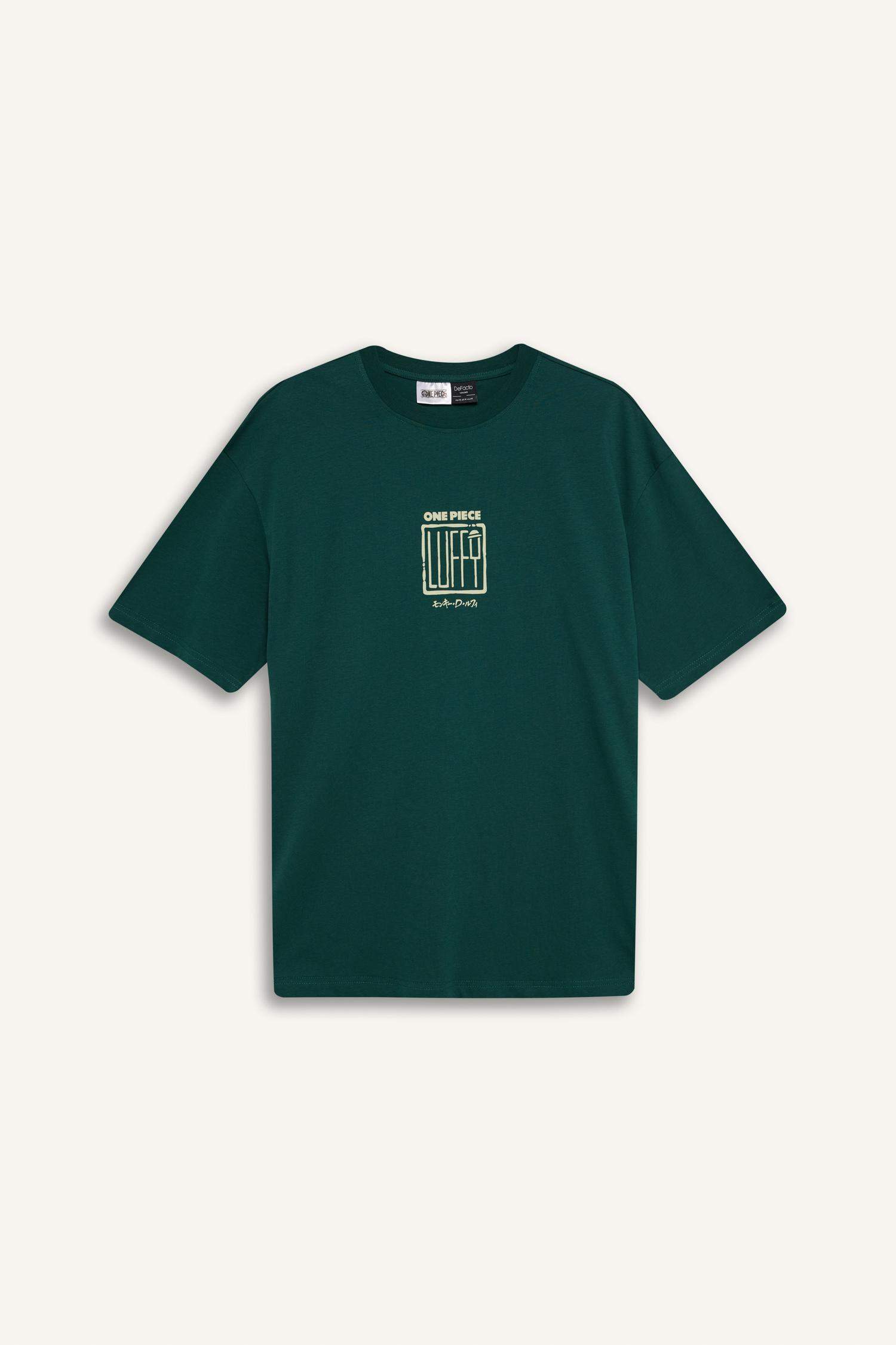 Boxy Fit One Piece Crew Neck Printed Short Sleeve T-Shirt