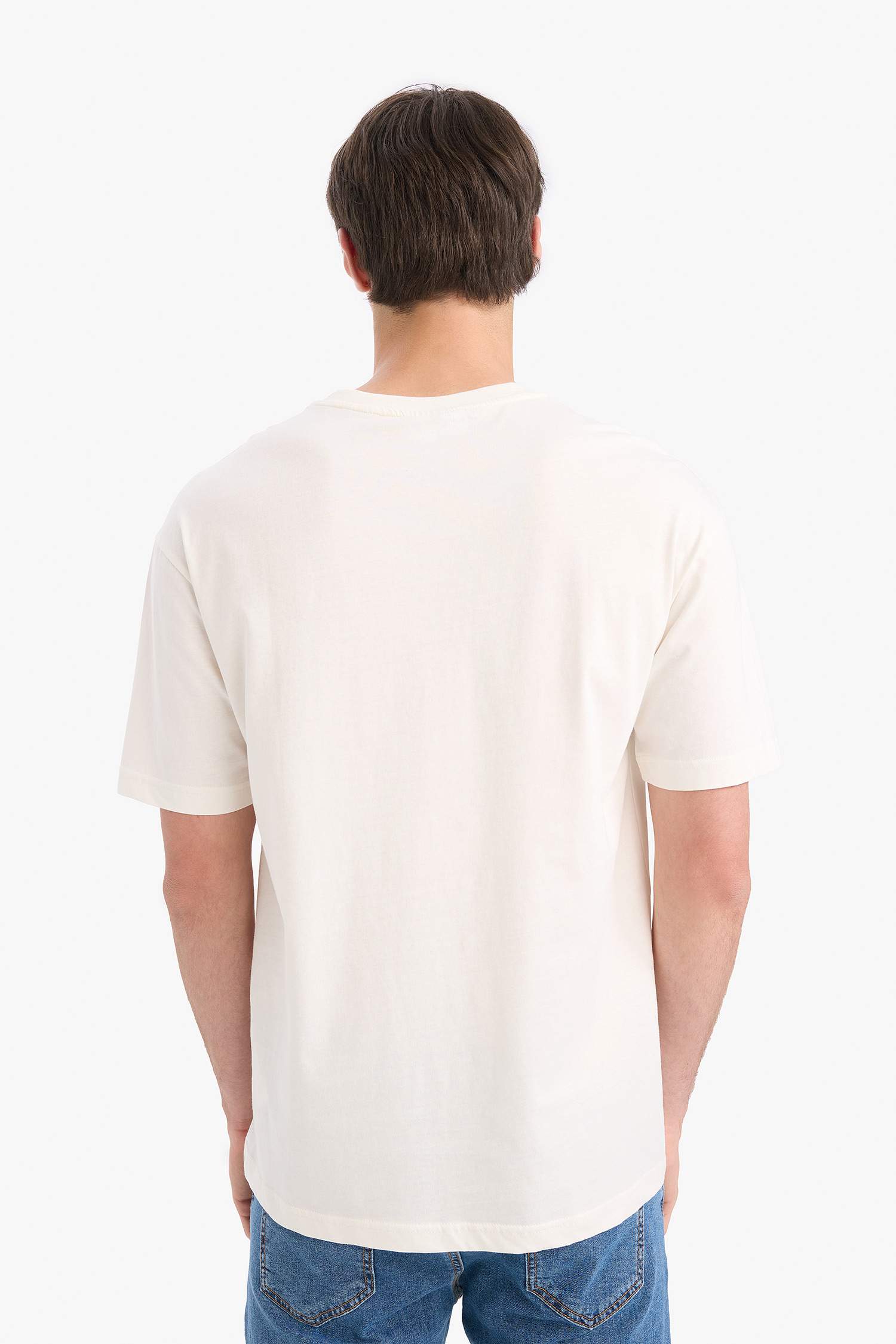 تيشيرت مطبوع اوفر سايز قطن بياخة مستديرة