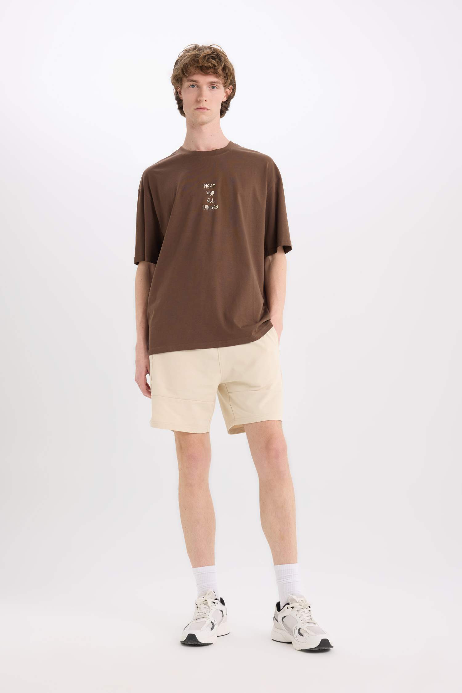 %100 Pamuk Vikings Valhalla Boxy Fit Bisiklet Yaka Sırt Baskılı Kısa Kollu Tişört