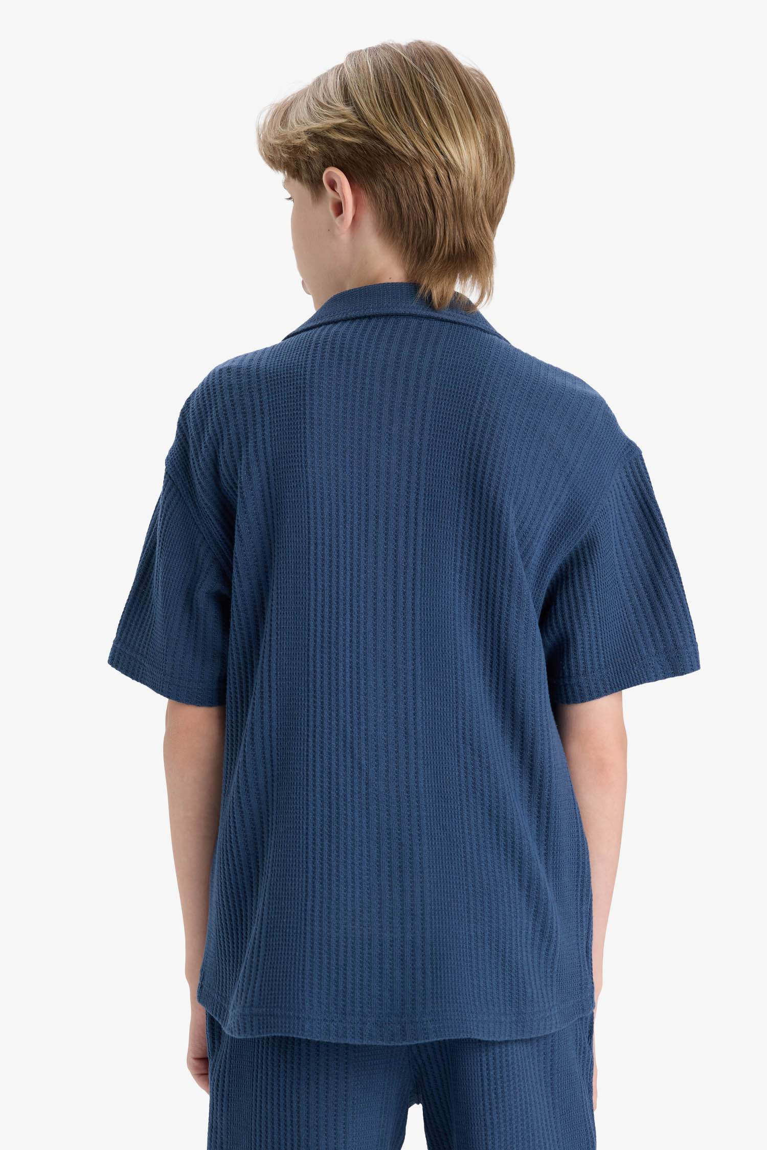 Erkek Çocuk Oversize Geniş Kalıp Polo Yaka Kısa Kollu Gömlek