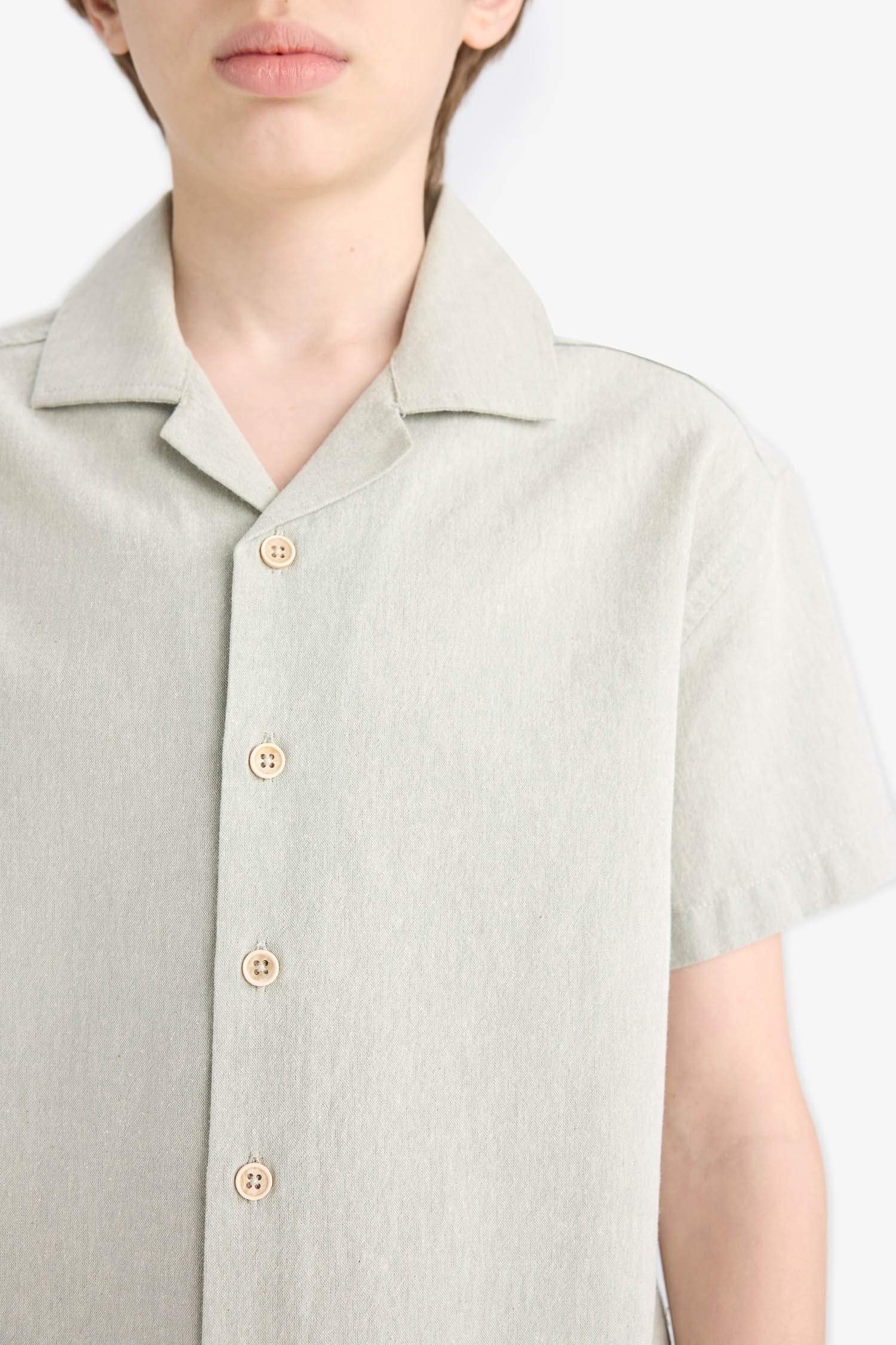 Boy Oversize Fit Polo Neck Muslin Shirt