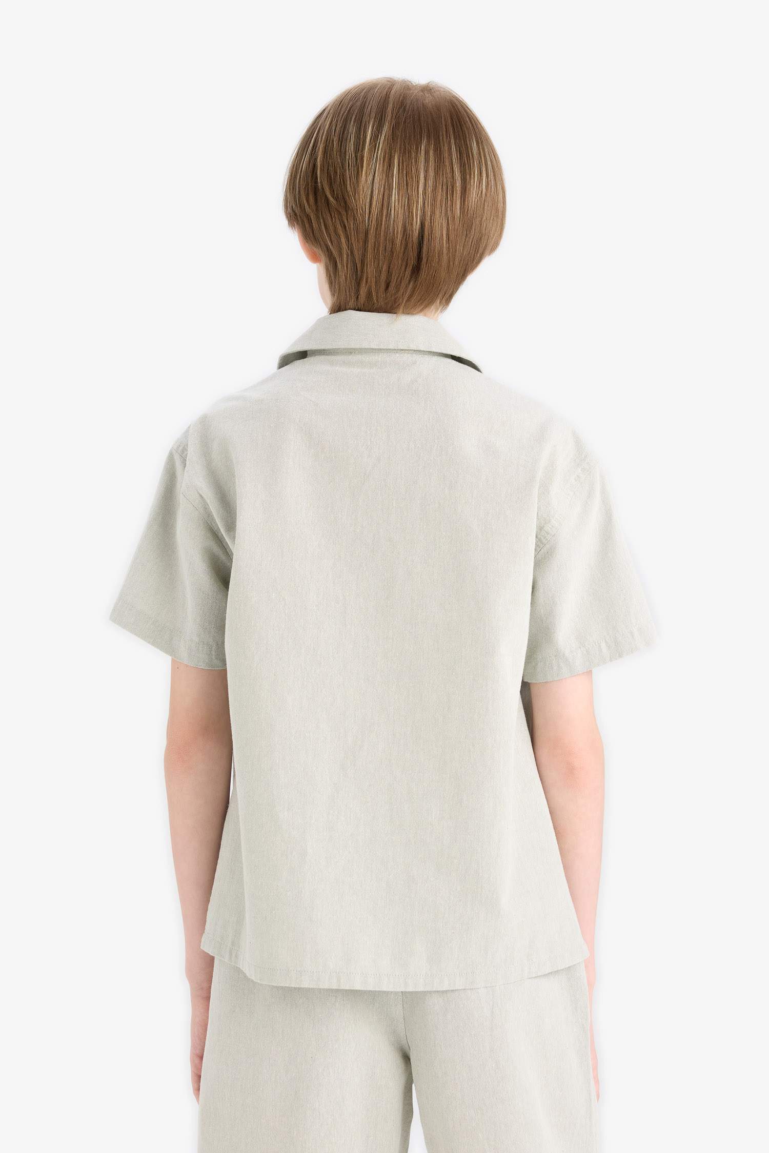 Boy Oversize Fit Polo Neck Muslin Shirt