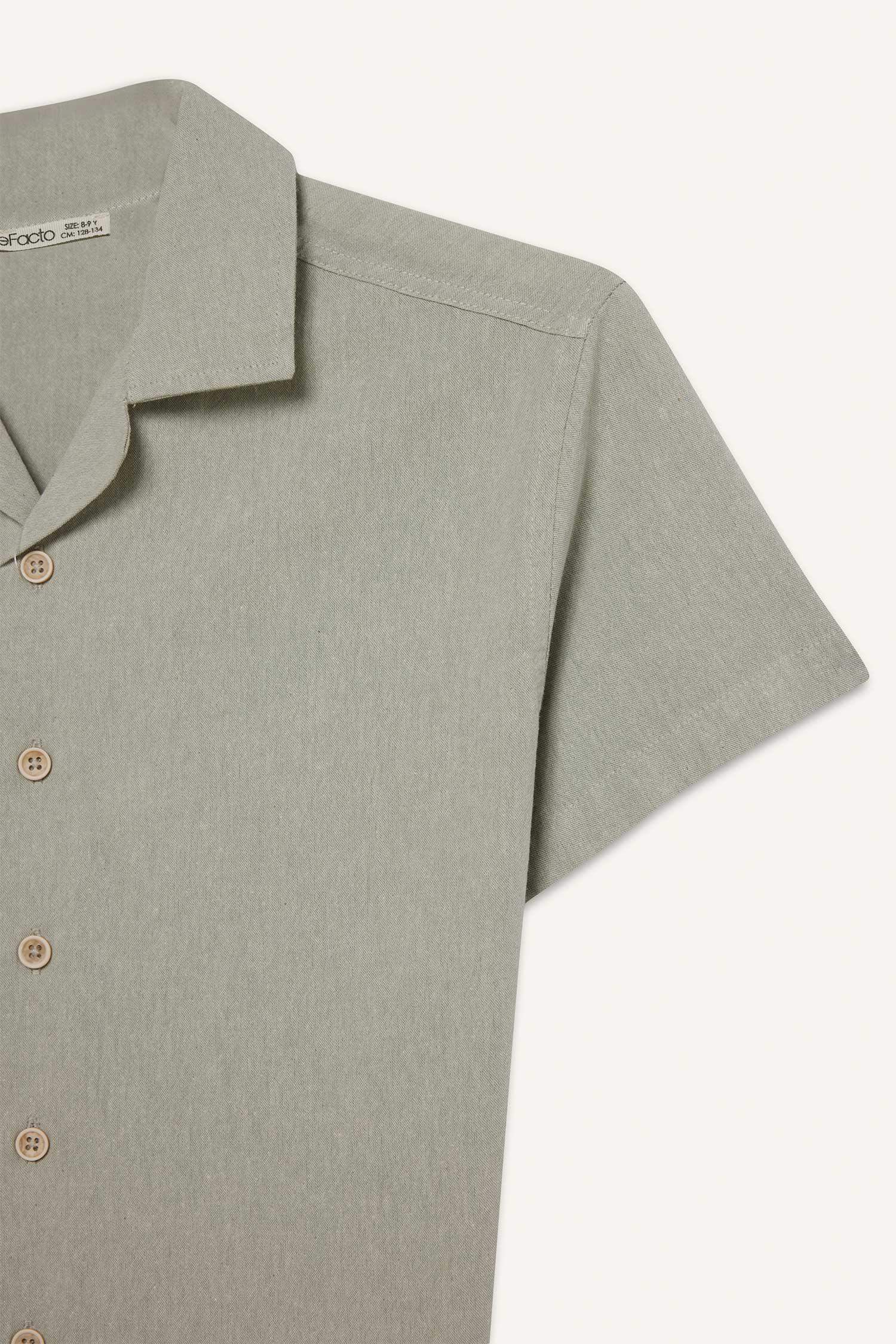 Boy Oversize Fit Polo Neck Muslin Shirt