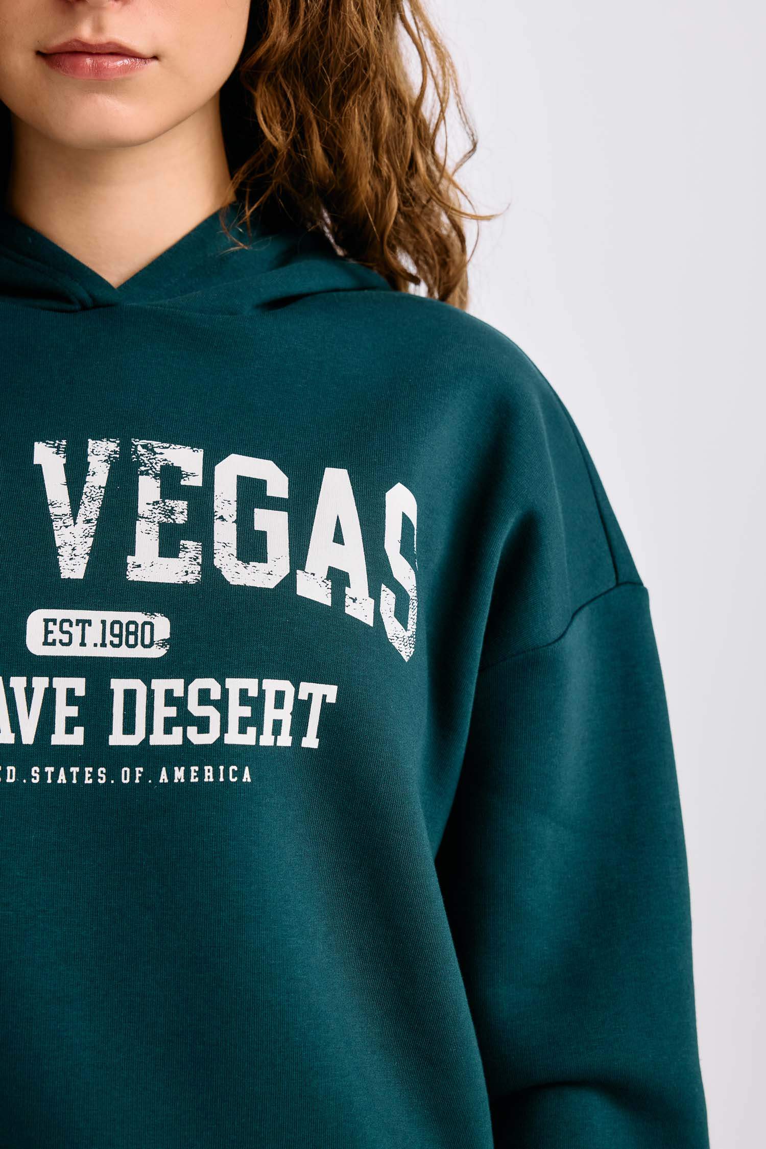 Regular Fit Kapüşonlu Baskılı Kalın Sweatshirt