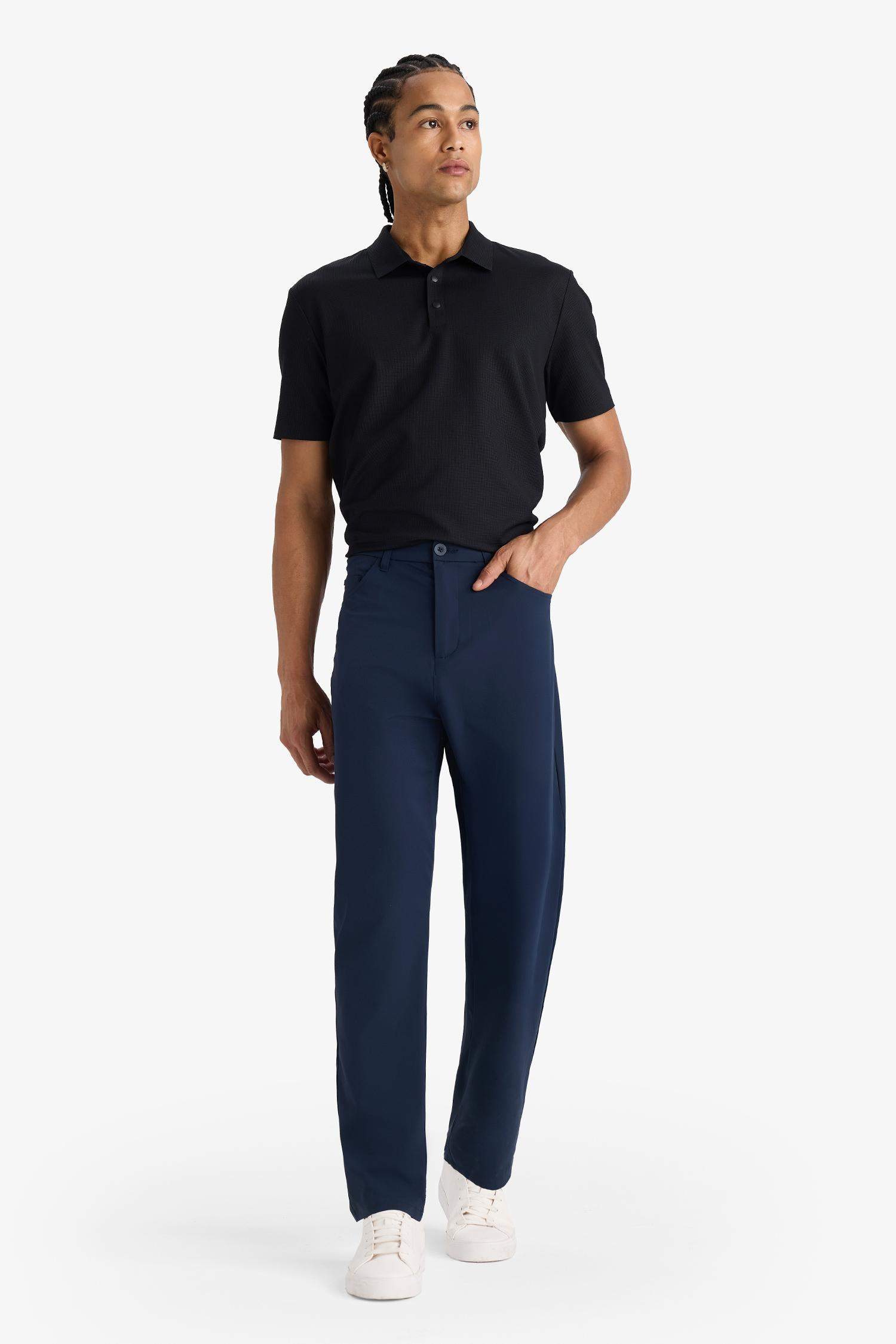 Slim Fit Dar Kesim Standart Paça Dokuma Sporcu Pantolon