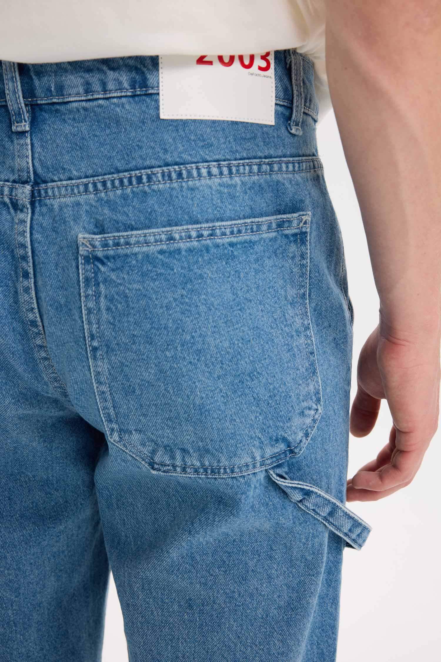 %100 Pamuk Relax Fit Rahat Kalıp Geniş Paça Jean Pantolon