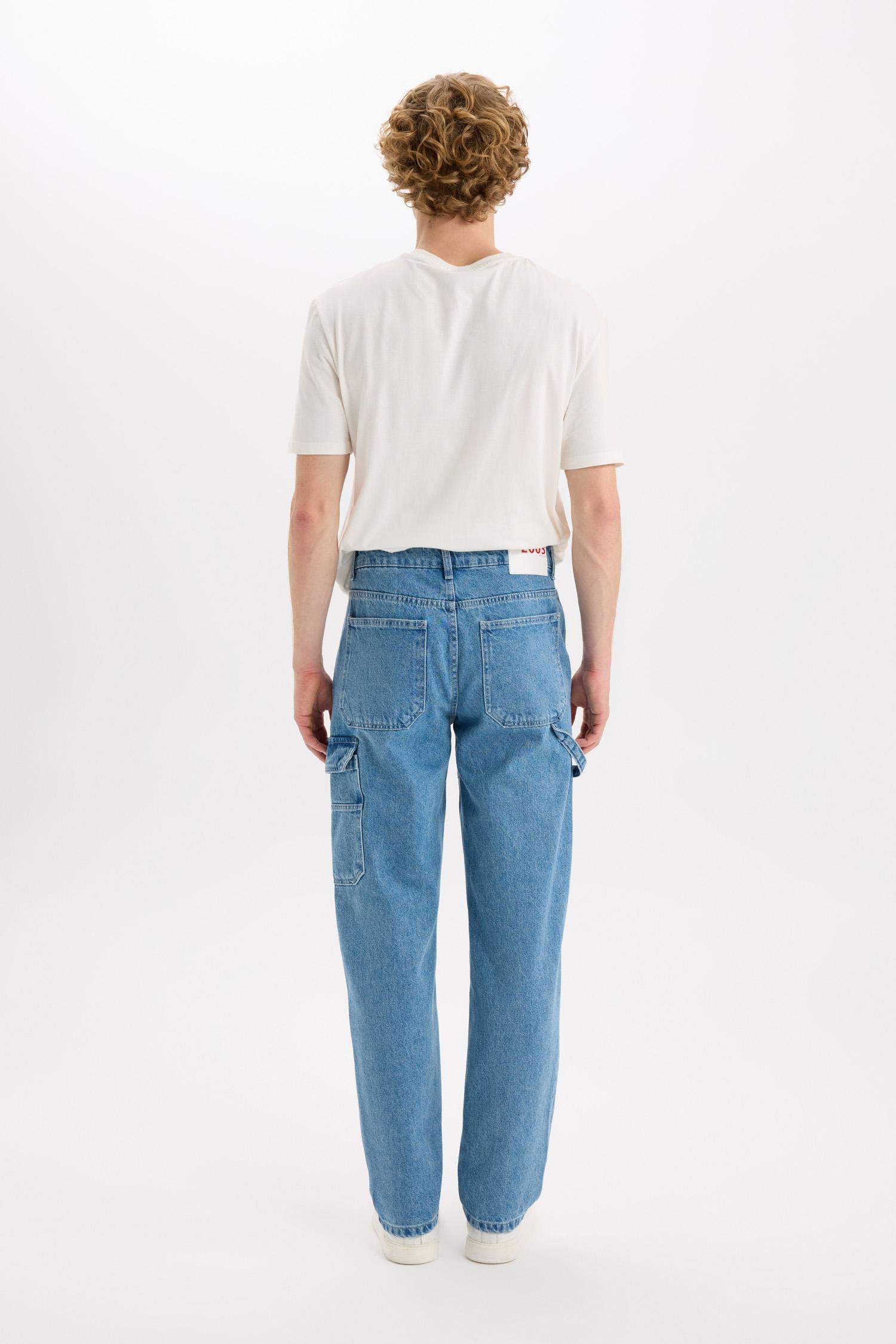 %100 Pamuk Relax Fit Rahat Kalıp Geniş Paça Jean Pantolon