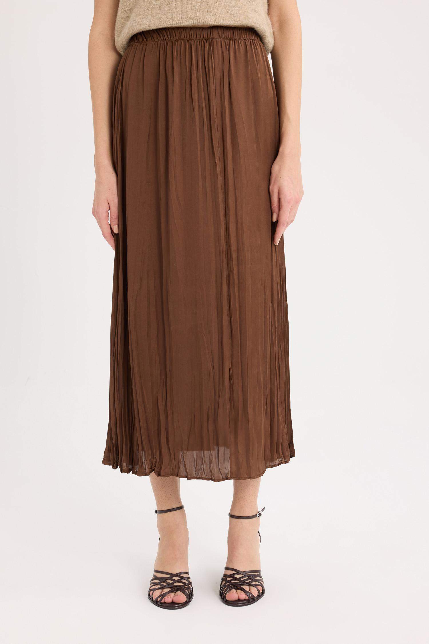 تنورة ميدي من ستان قصة A بخصر عالي