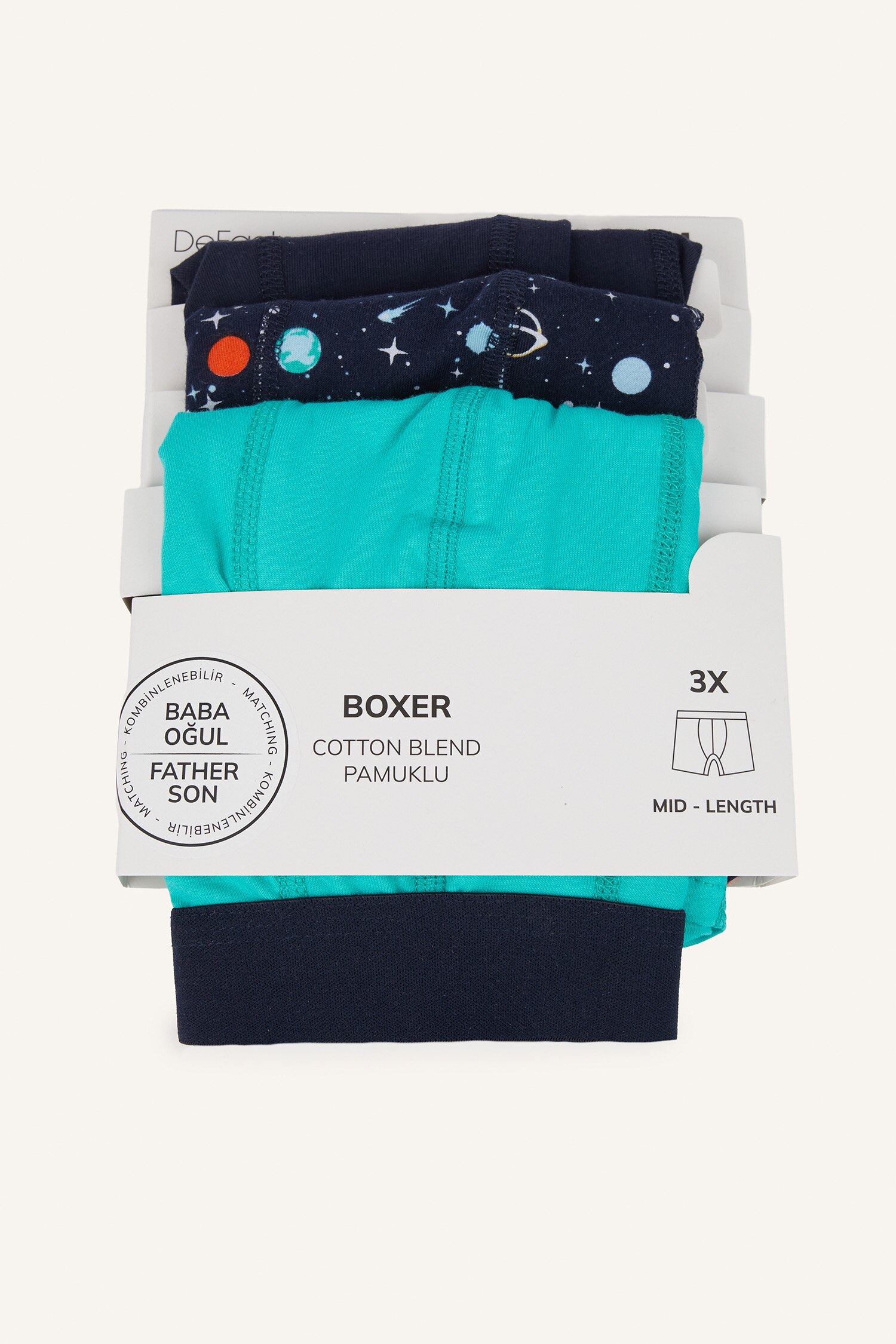 DeFacto Regular Fıt Desenli 3'lü Boxer görsel 7