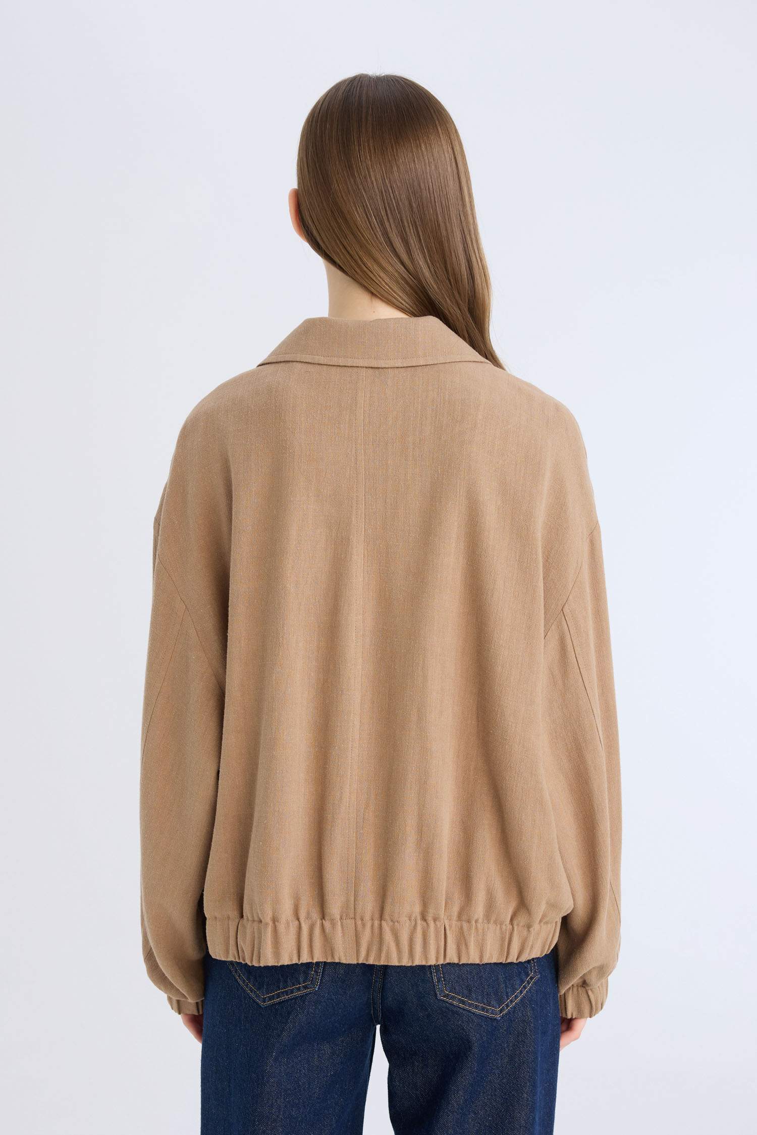 Su Geçirmez Regular Fit Polo Yaka Pamuk Astarlı Keten Karışımlı Mont