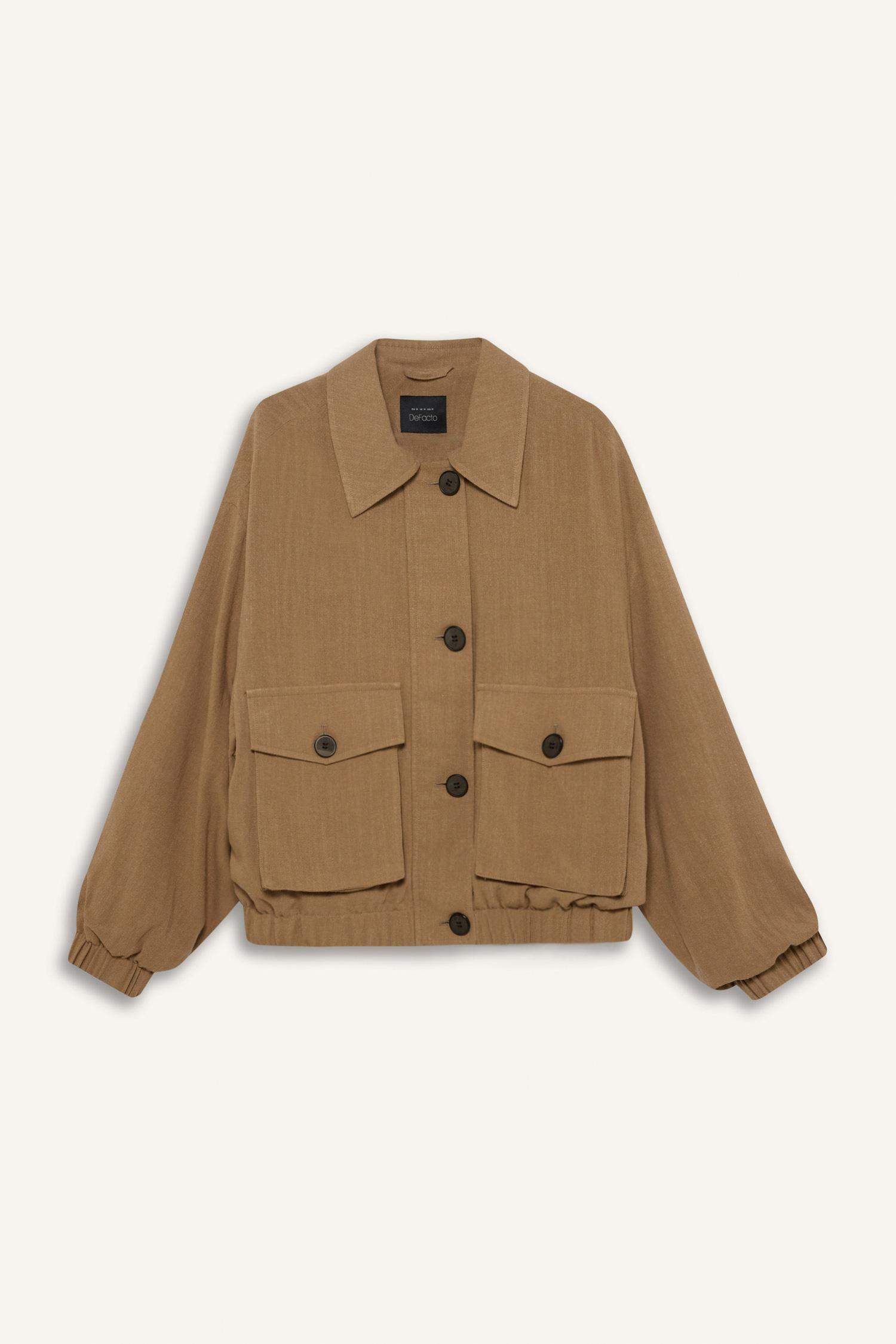 Su Geçirmez Regular Fit Polo Yaka Pamuk Astarlı Keten Karışımlı Mont