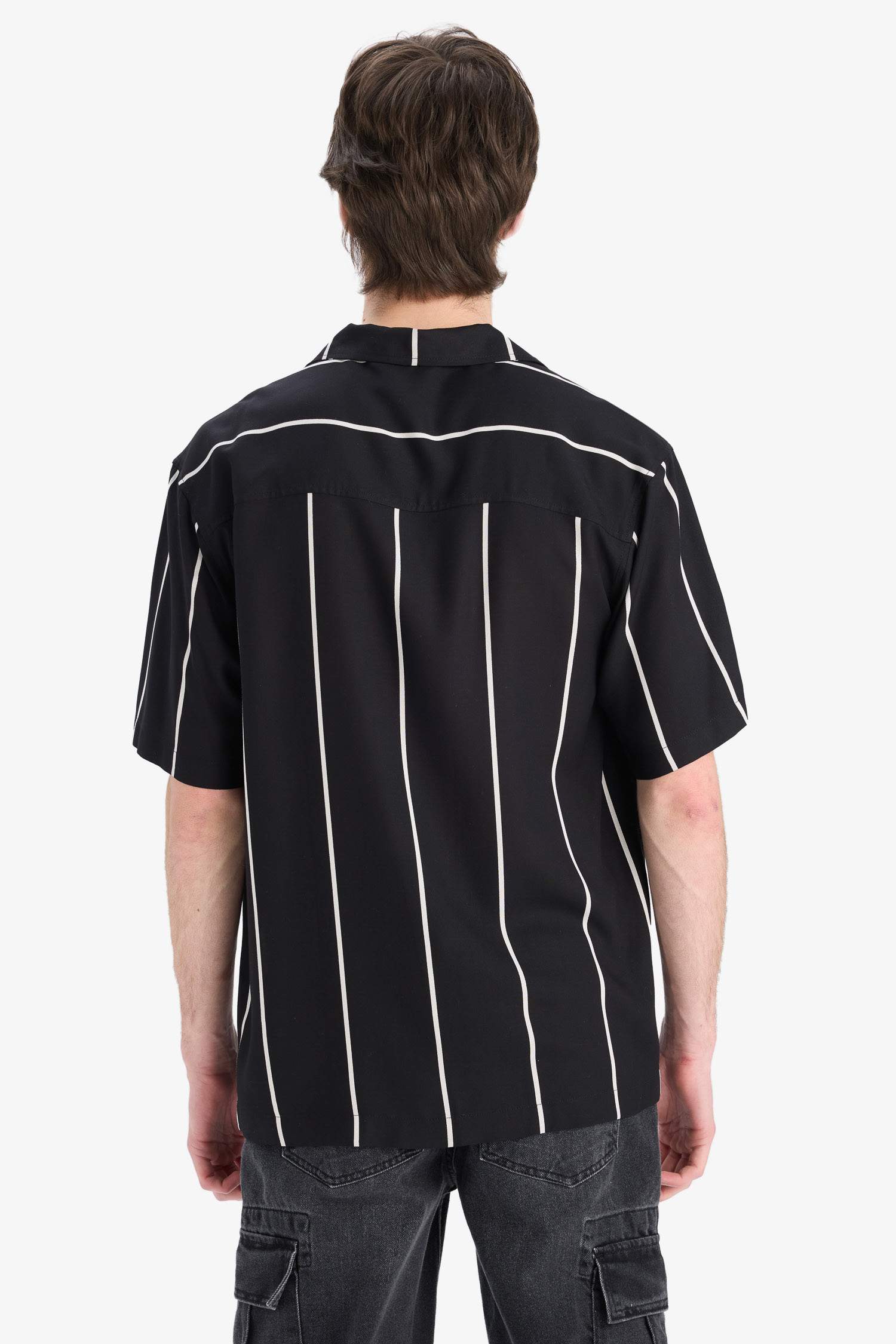 Regular Fit Apache Neck Striped Short Sleeve Shirt
