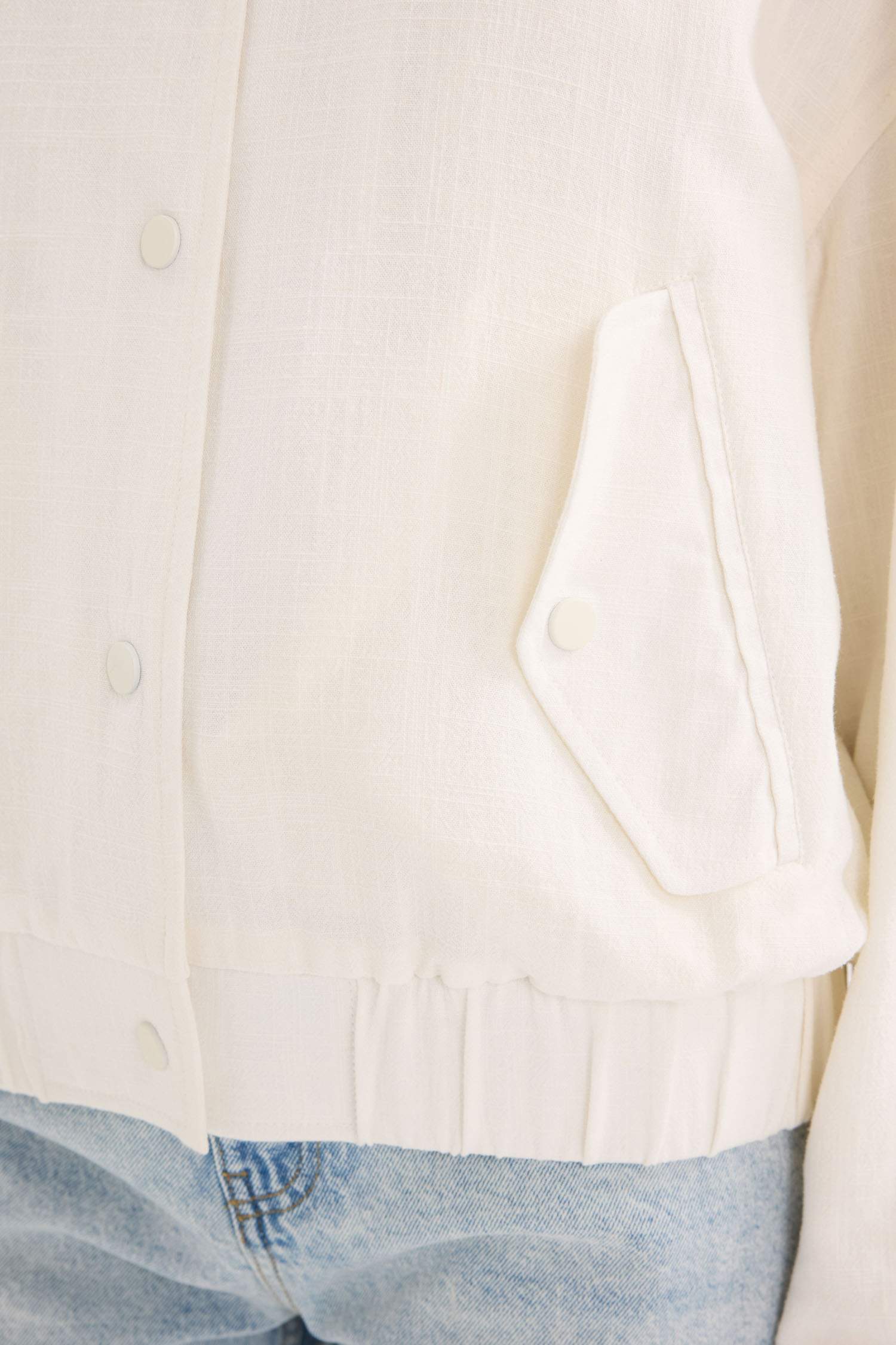 Su Geçirmez Kolej Yaka Çıtçıtlı Pamuk Astarlı Keten Karışımlı Ceket Mont