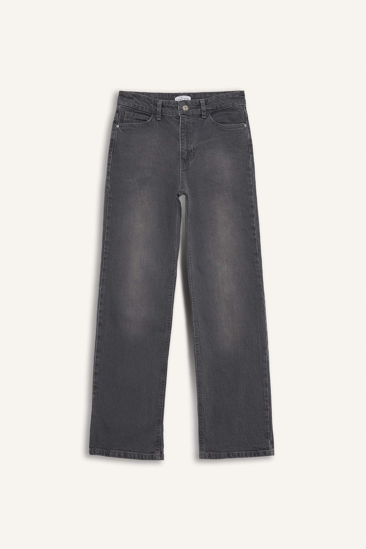 Comfort Straight Yüksek Bel Bilek Boy Jean Yıkamalı Pantolon
