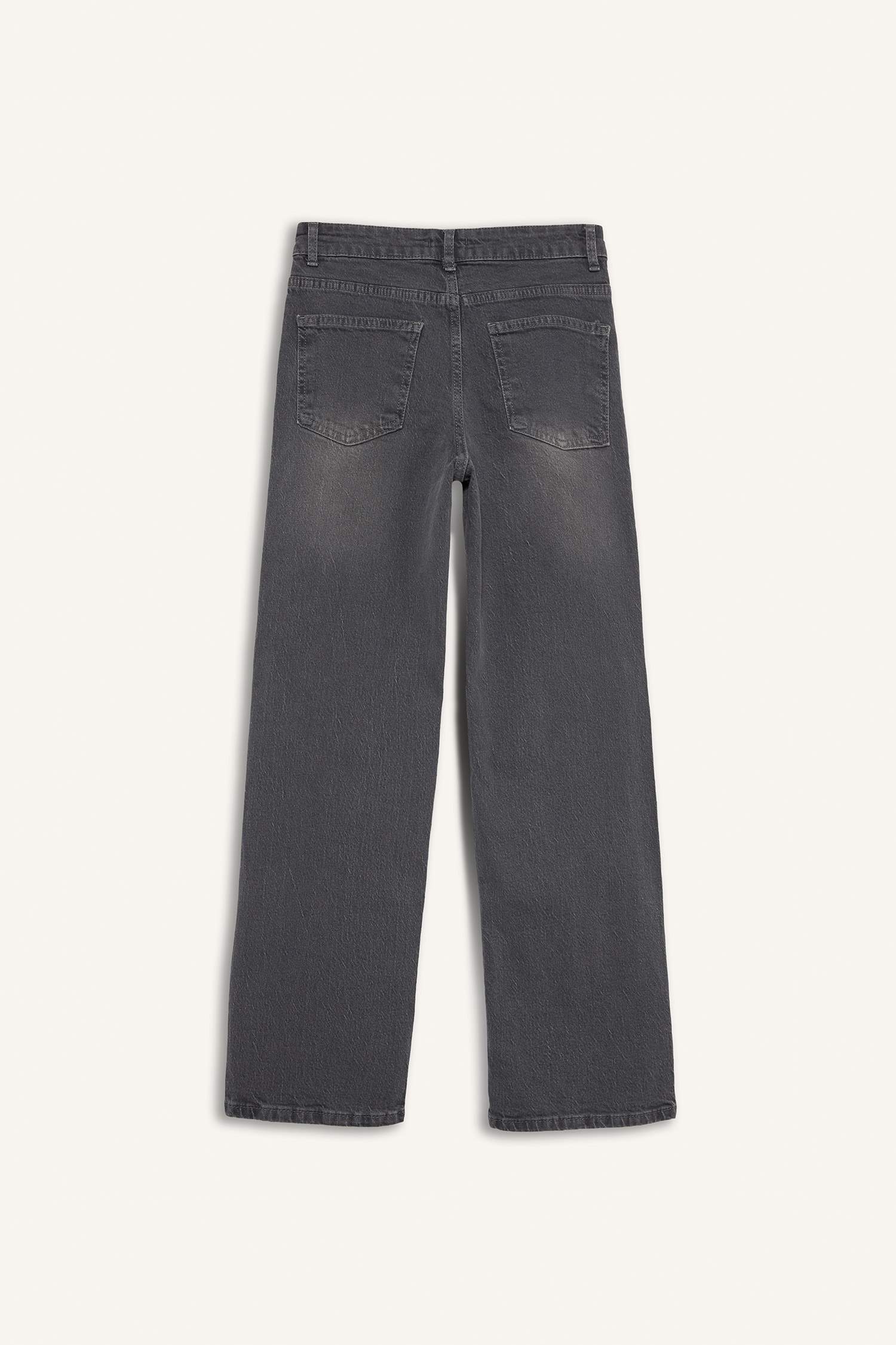 Comfort Straight Yüksek Bel Bilek Boy Jean Yıkamalı Pantolon