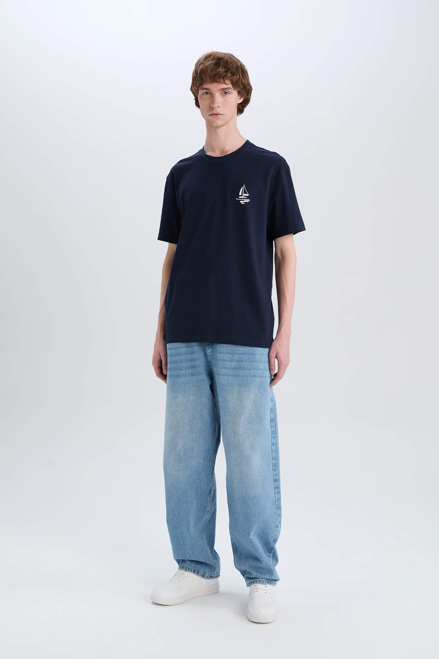 T-shirt en coton imprimé en à col rond Coupe régulière