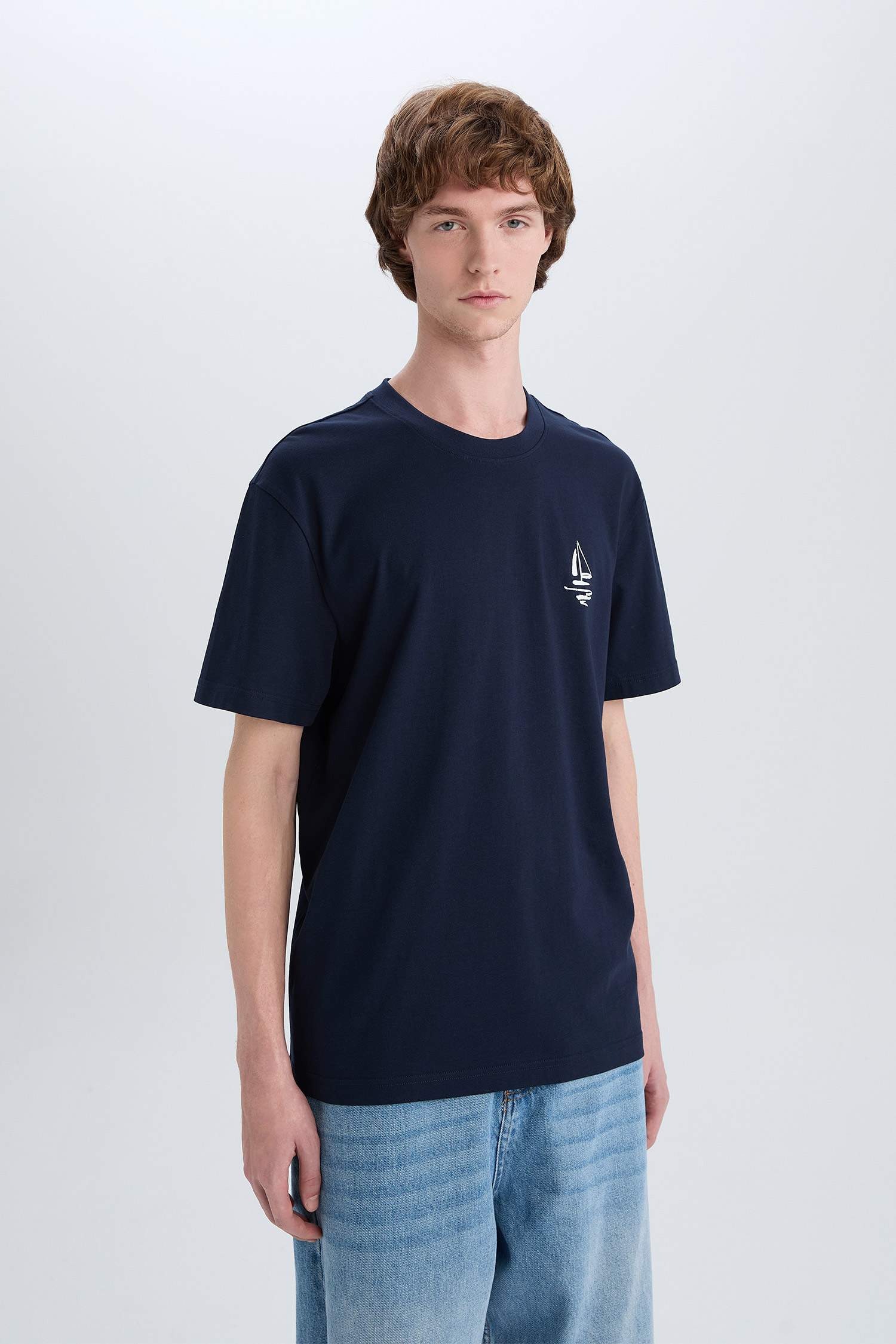 T-shirt en coton imprimé en à col rond Coupe régulière