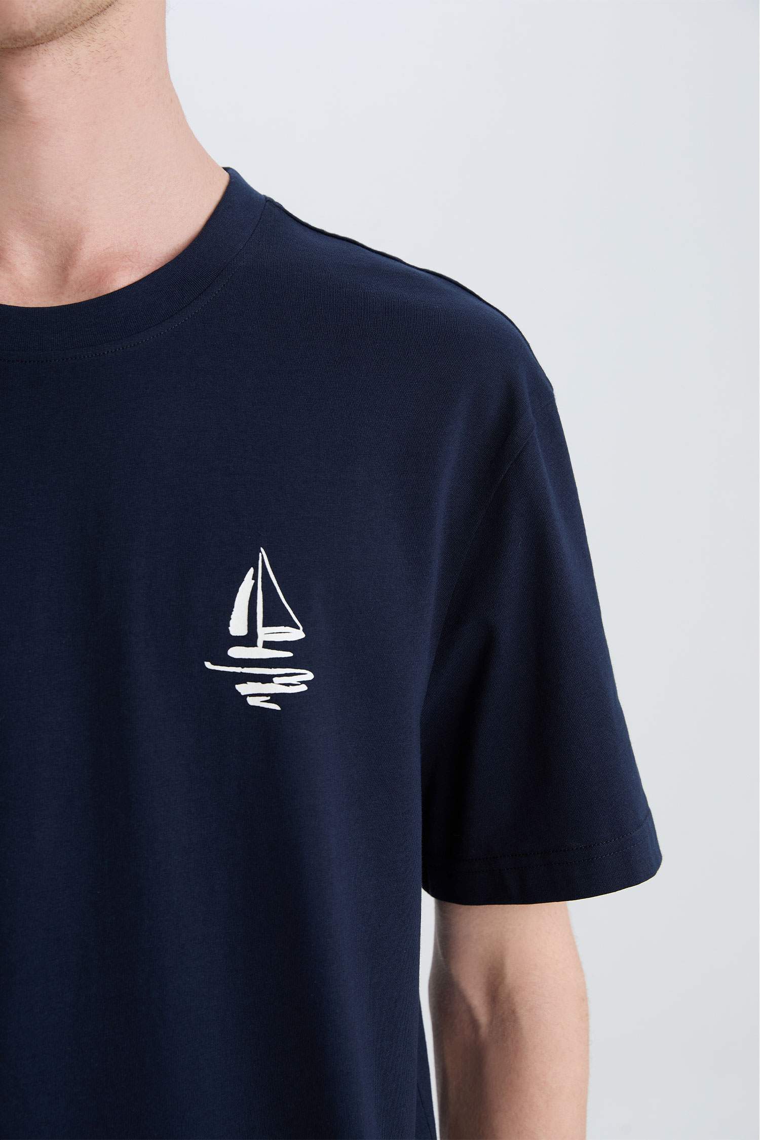 T-shirt en coton imprimé en à col rond Coupe régulière