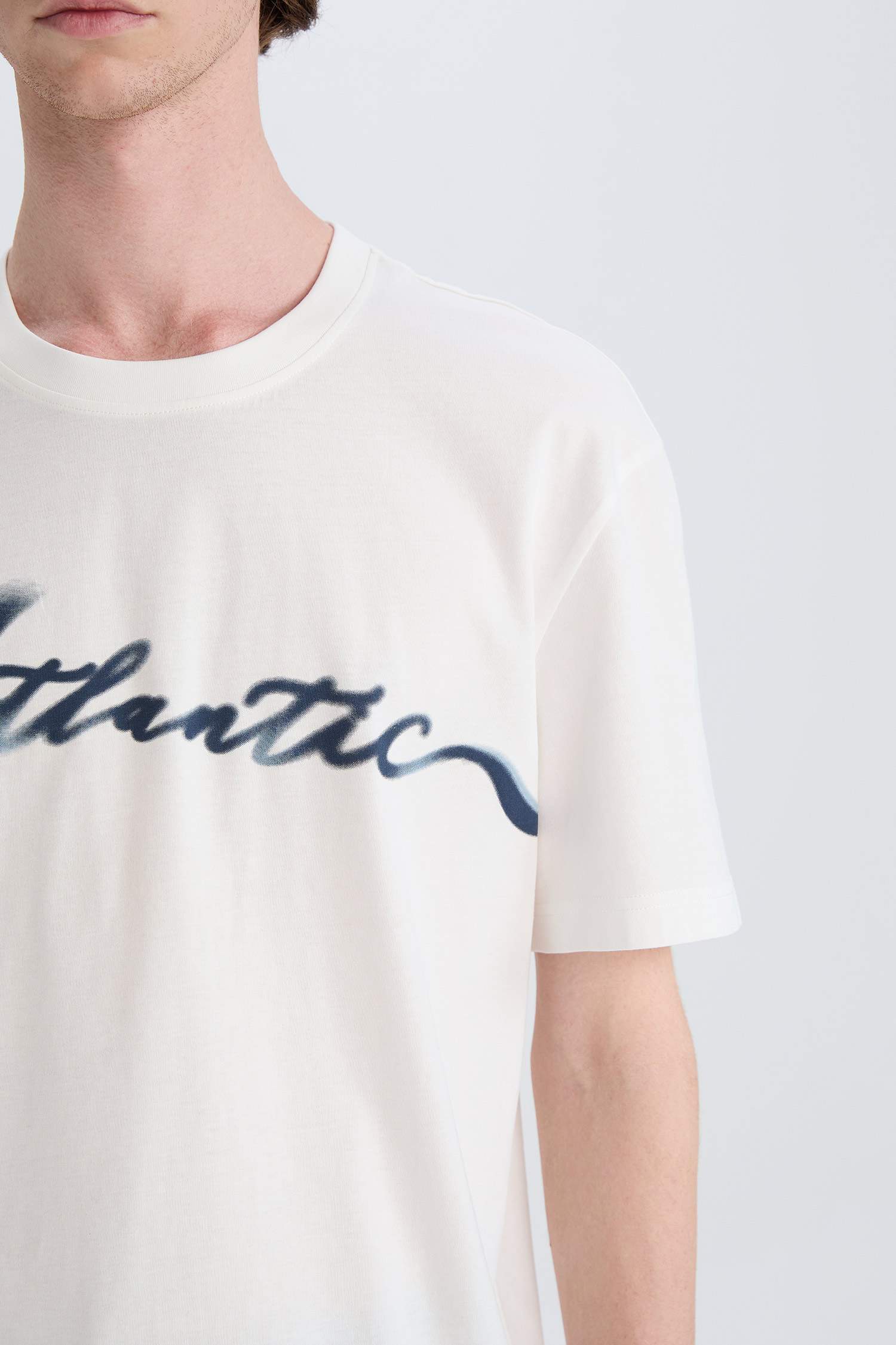 %100 Pamuk Regular Fit Bisiklet Yaka Baskılı Kısa Kollu Tişört