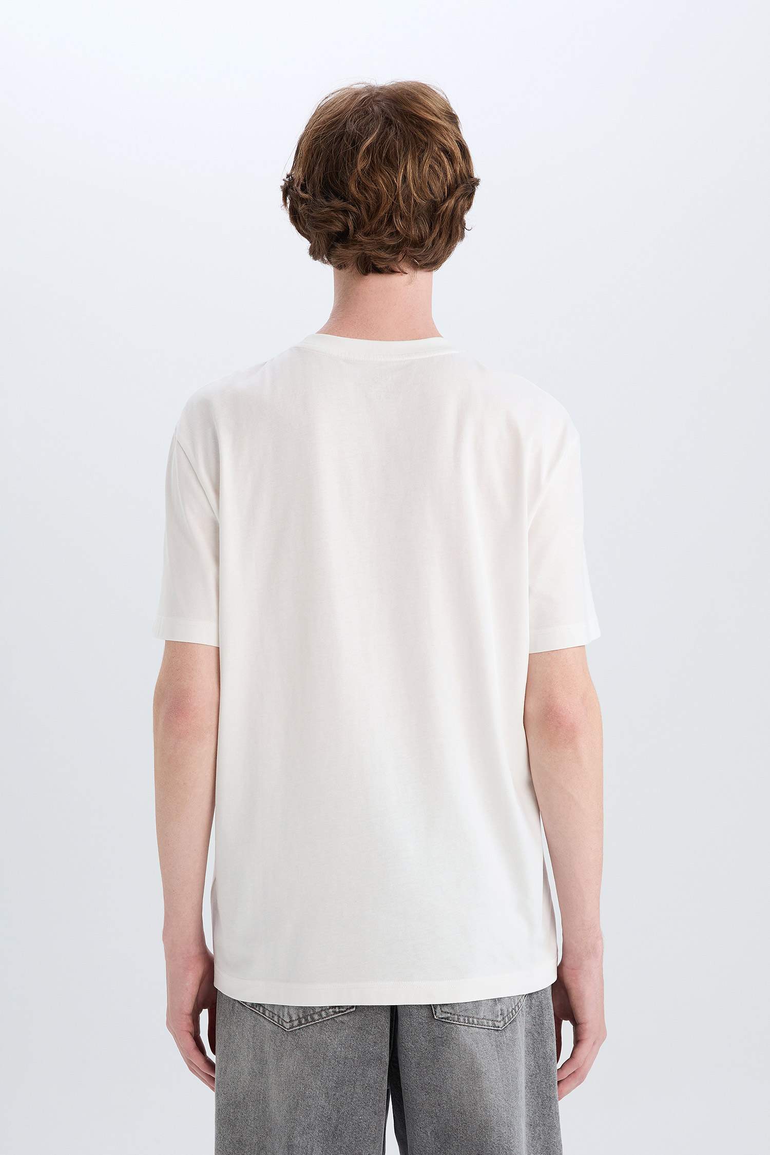 %100 Pamuk Regular Fit Bisiklet Yaka Baskılı Kısa Kollu Tişört