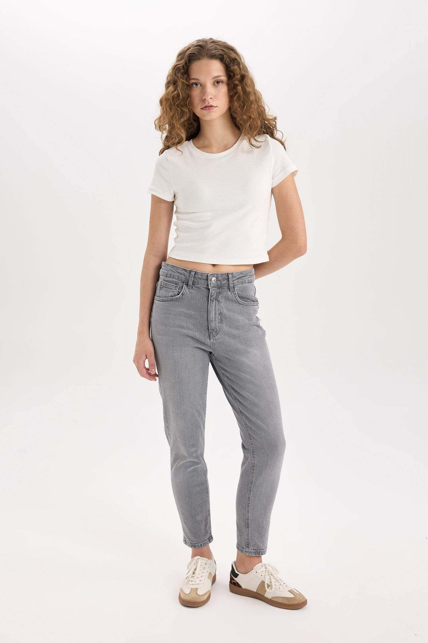 Lina Comfort Mom Yüksek Bel Bilek Boy Jean Yıkamalı Pantolon