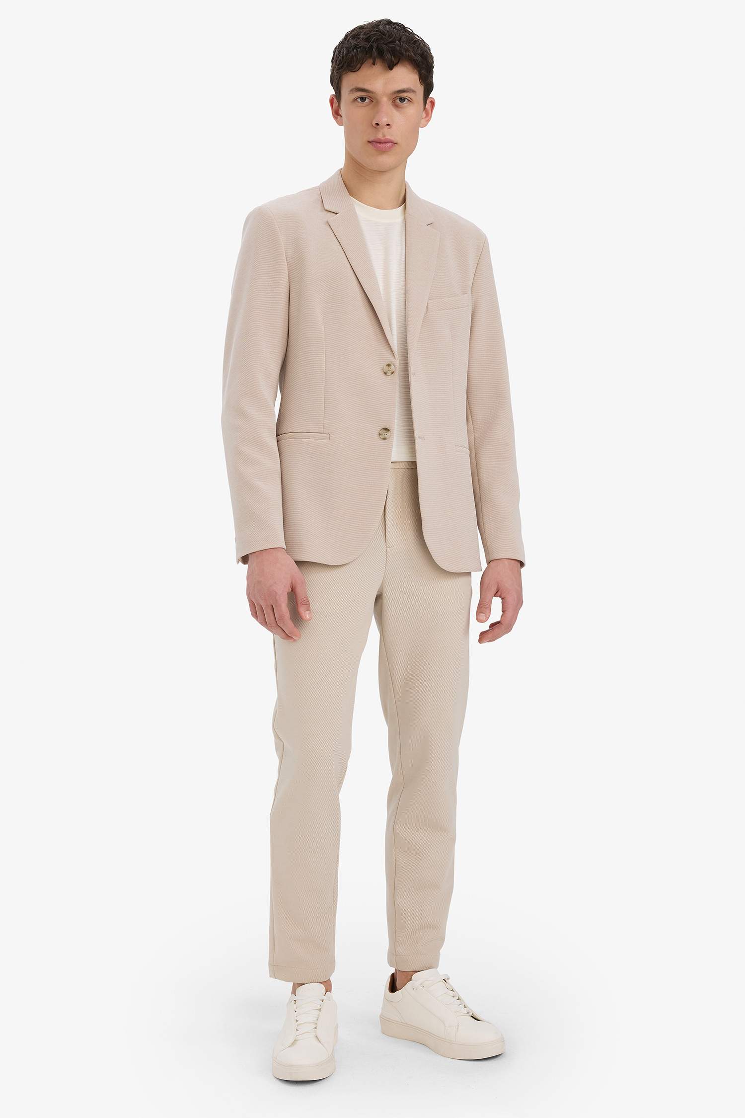 سترة بليزر سليم فيت محبوك بنصف بطانة