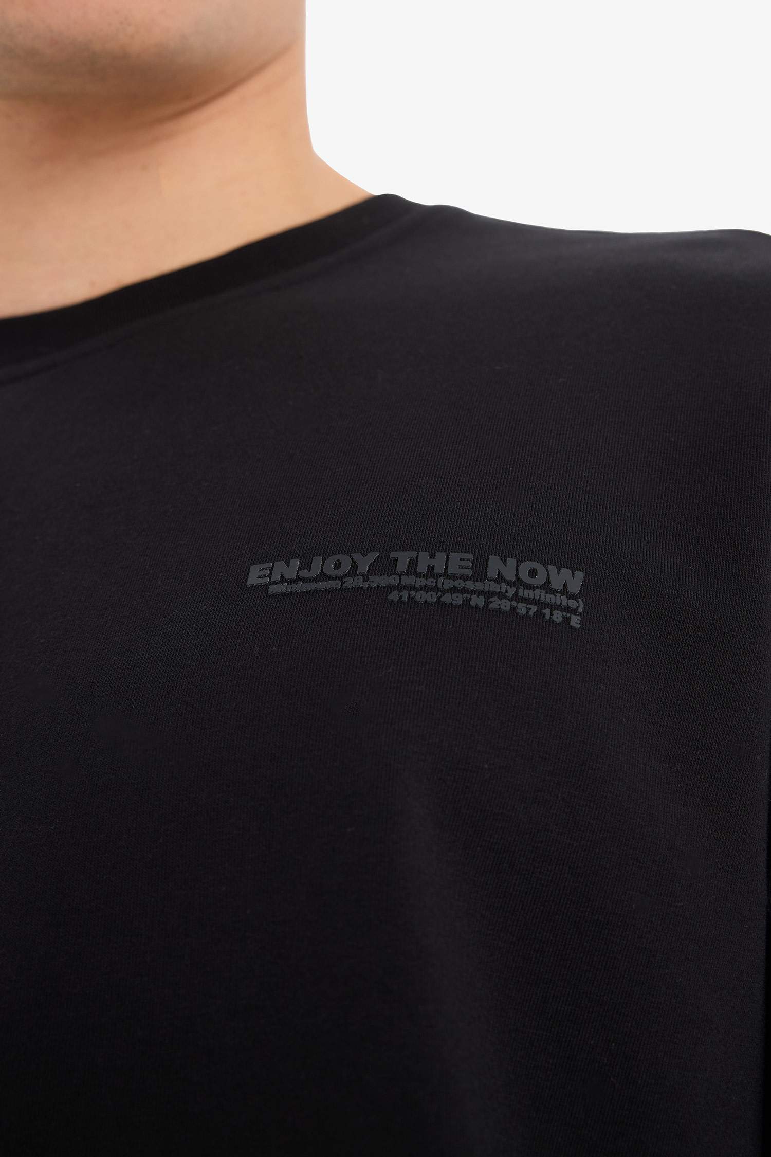 Boxy Fit Bisiklet Yaka Baskılı Kısa Kollu Tişört