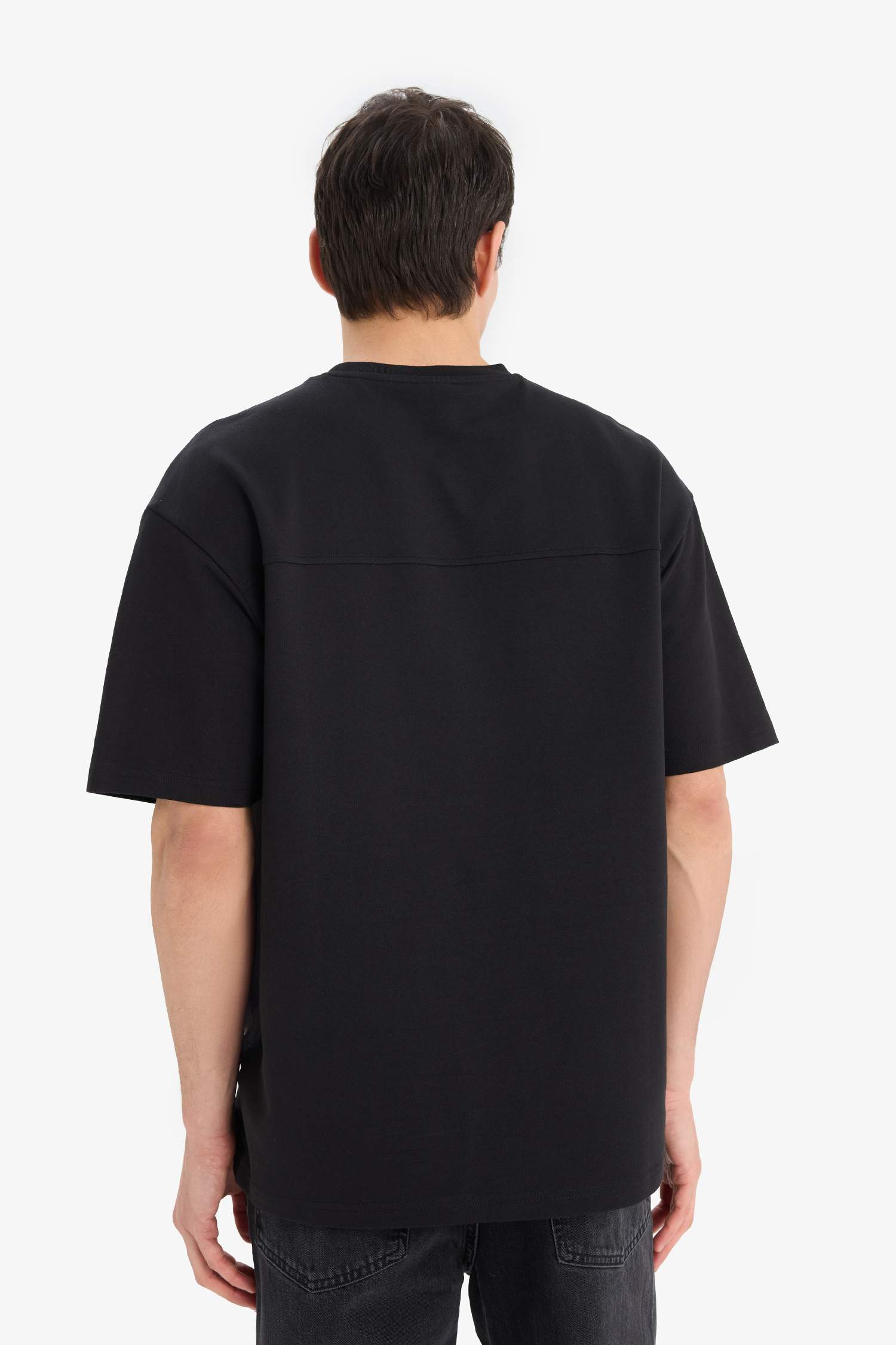 Boxy Fit Bisiklet Yaka Baskılı Kısa Kollu Tişört