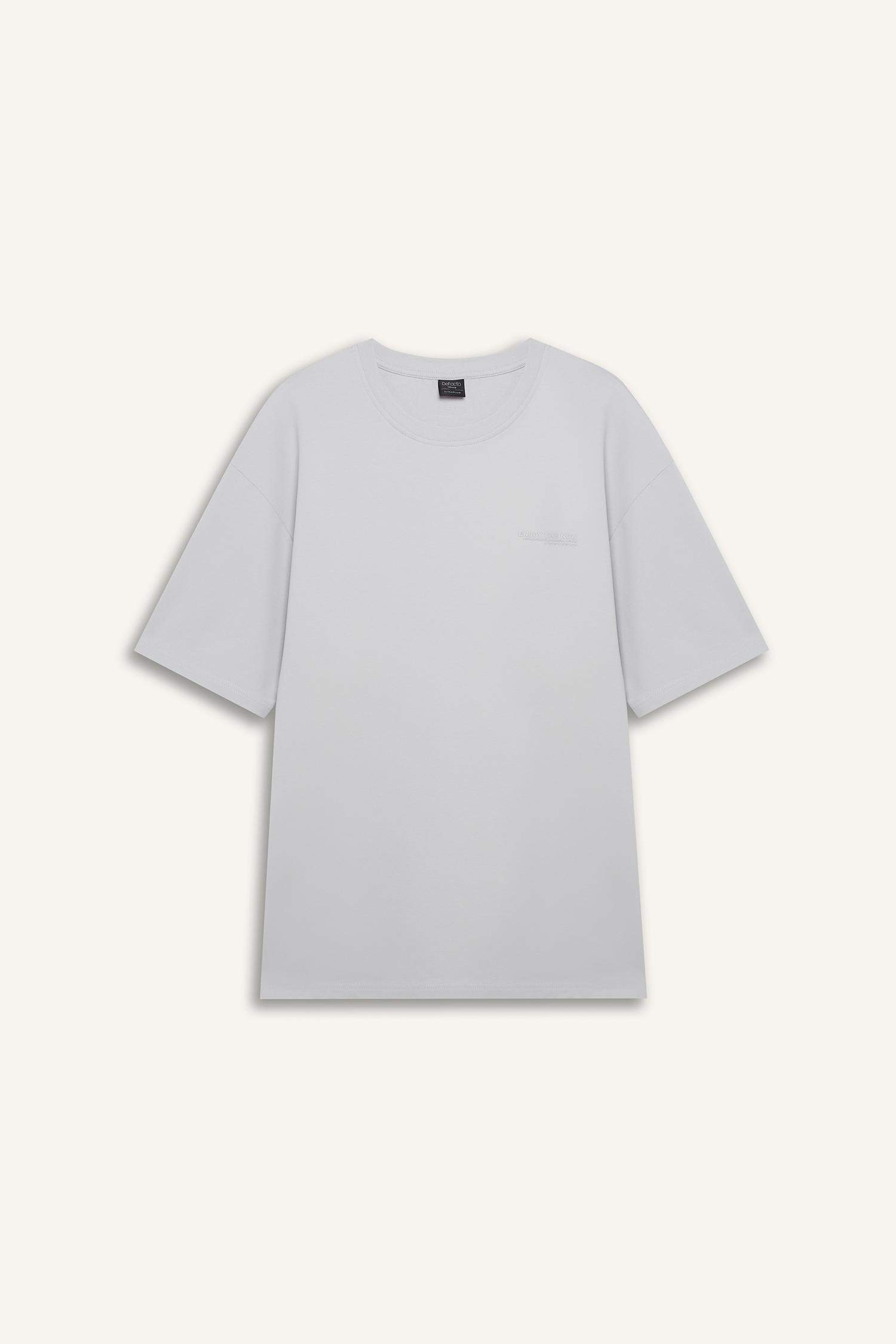 Boxy Fit Bisiklet Yaka Baskılı Kısa Kollu Tişört