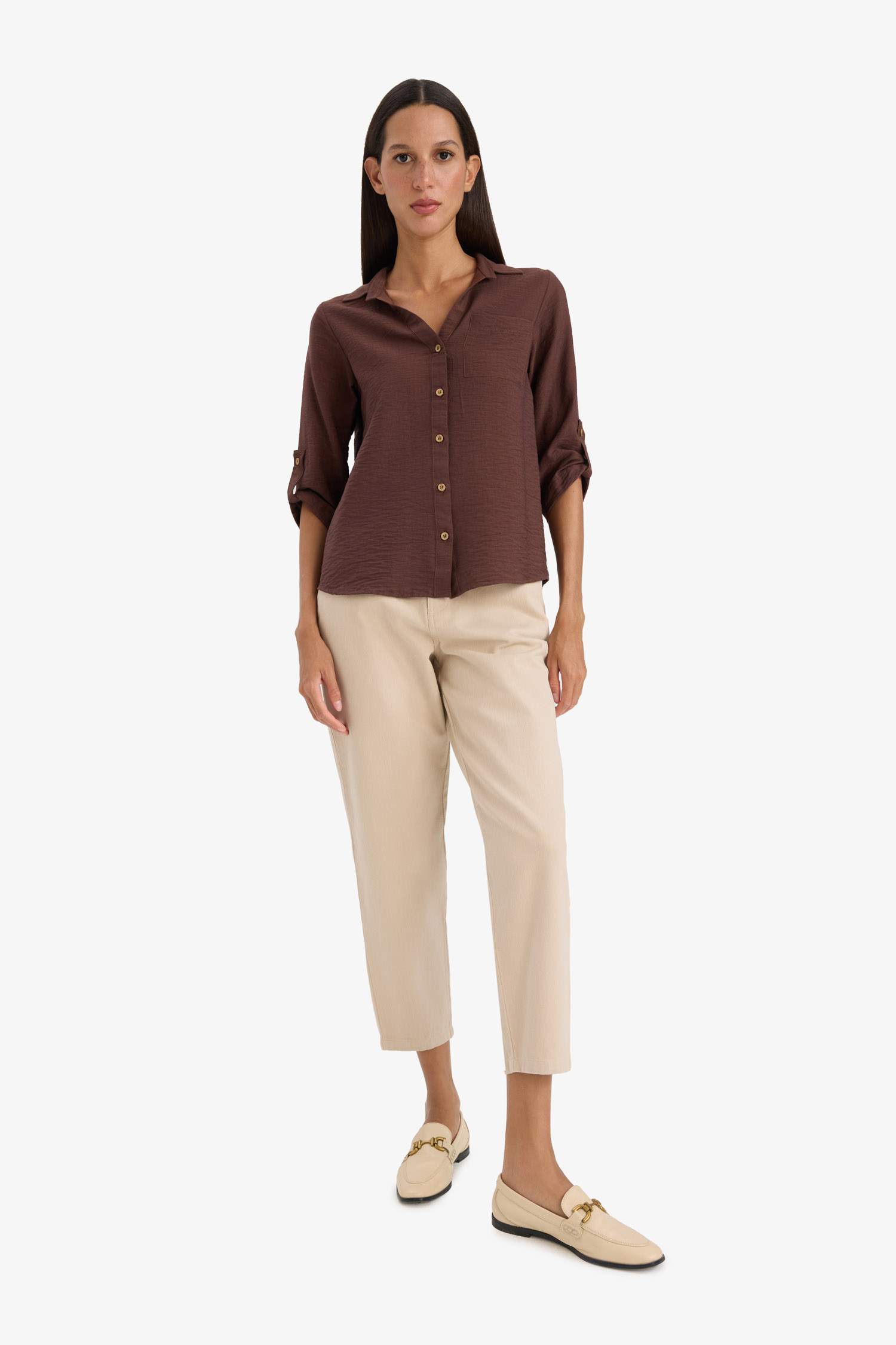 Regular Fit Shirt Collar Long Sleeve Shirt