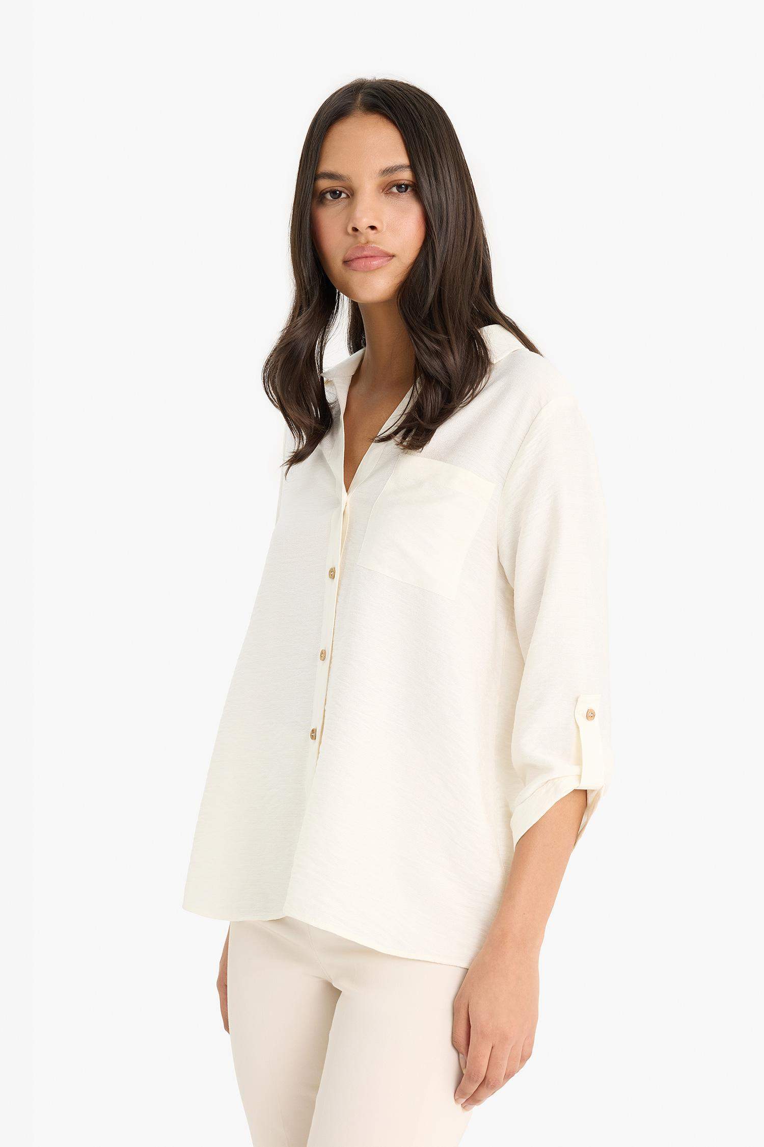 Regular Fit Shirt Collar Long Sleeve Shirt