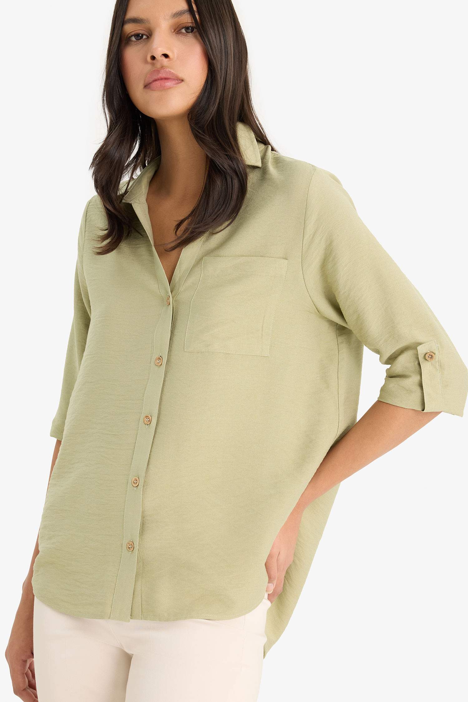 Regular Fit Shirt Collar Long Sleeve Shirt