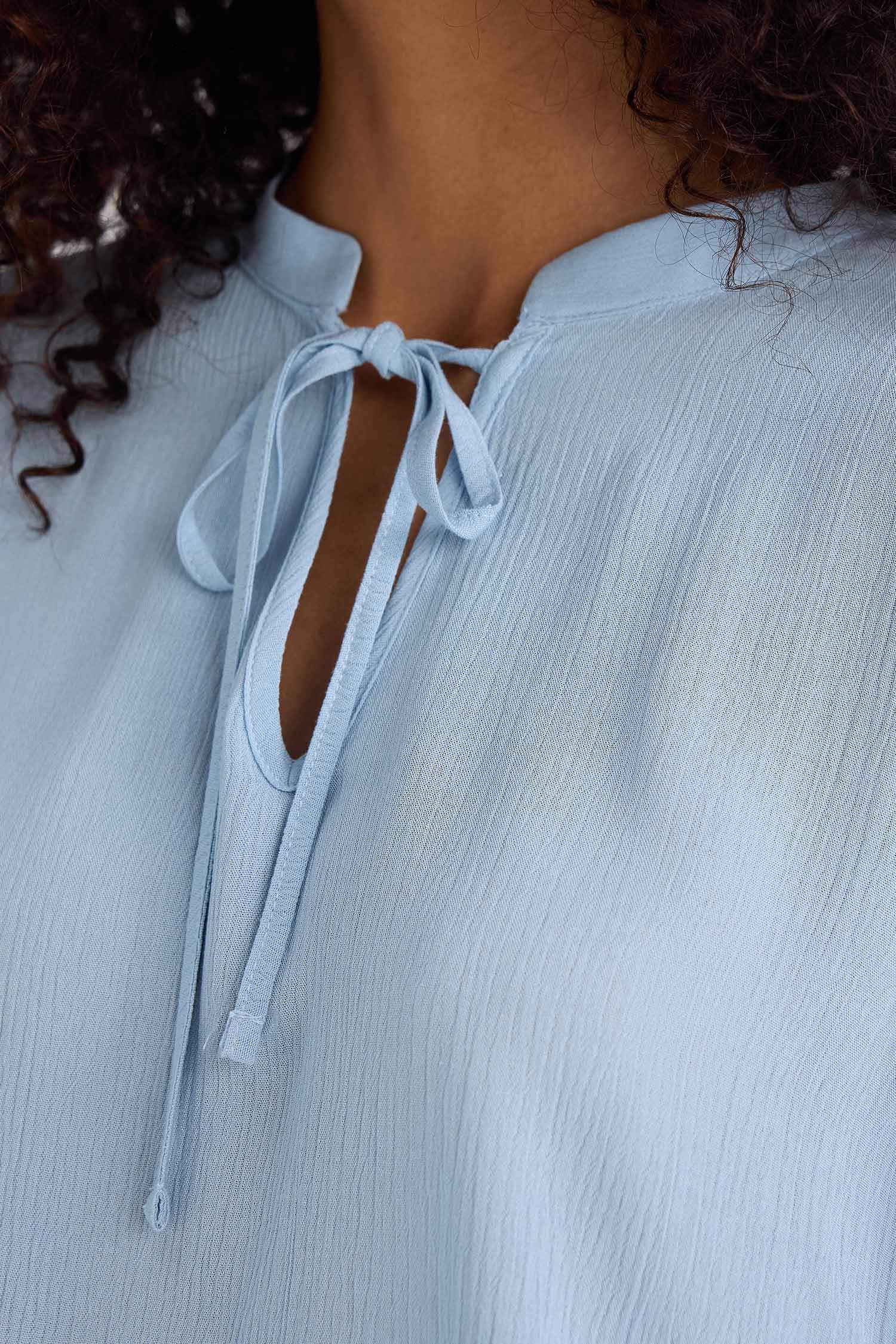 Regular Fit Crinkle Viscose Long Sleeve Blouse