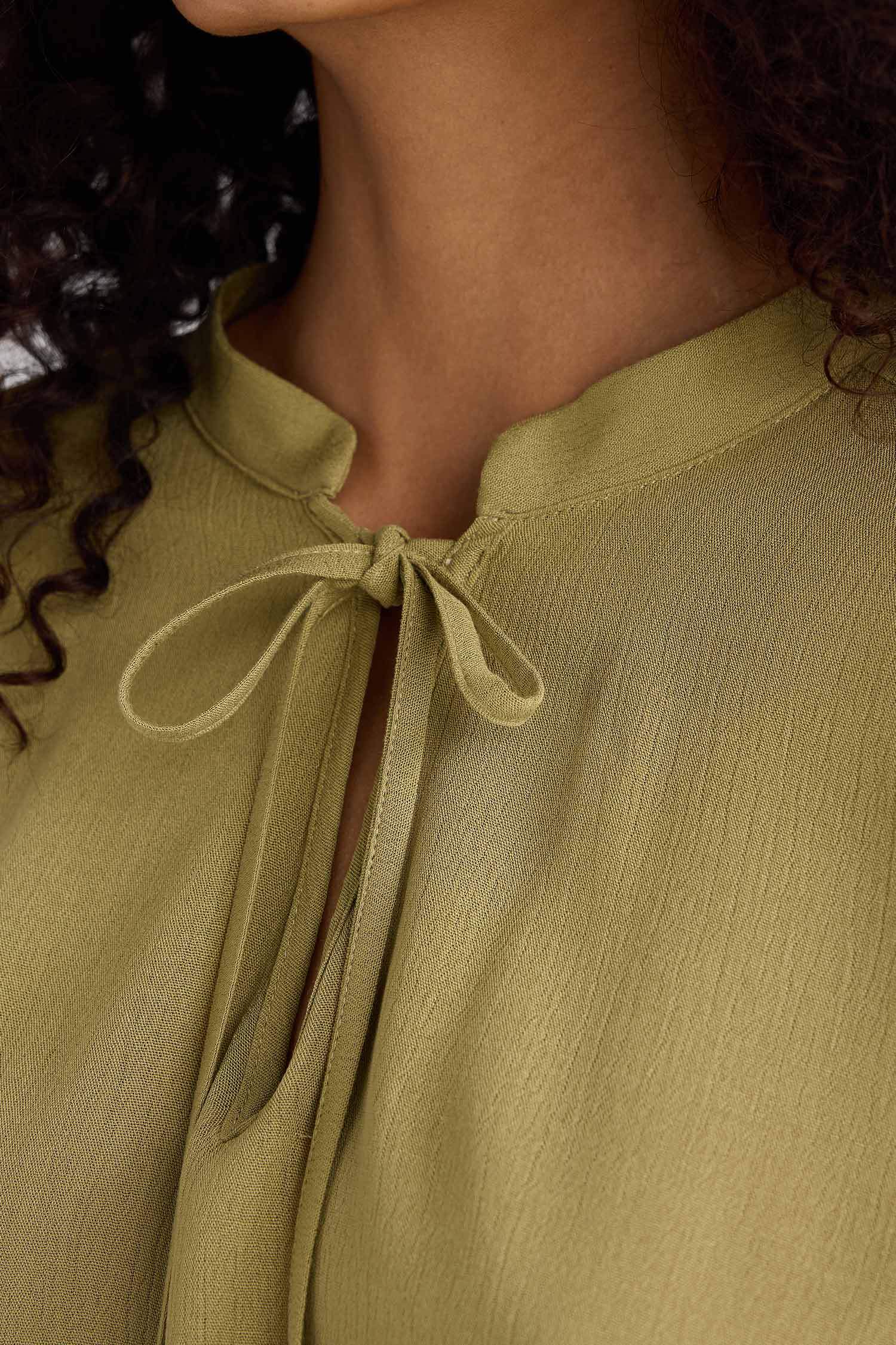 Regular Fit Crinkle Viscose Long Sleeve Blouse