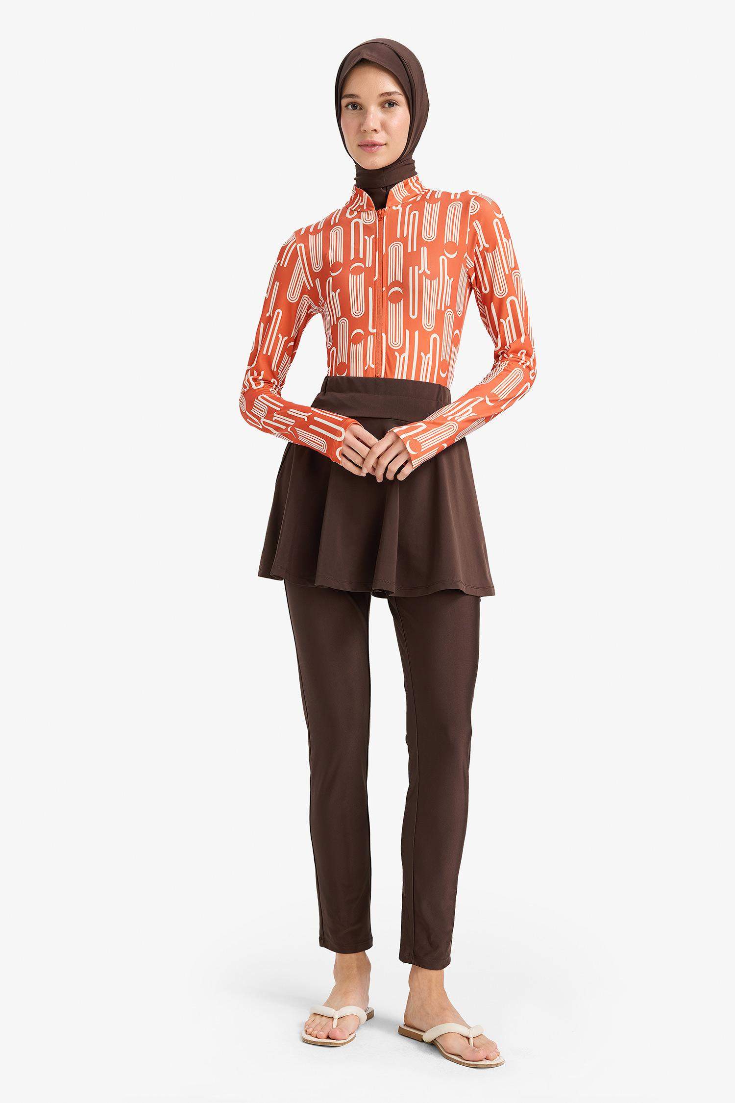 Regular Fit Baskılı Hızlı Kuruyan Su İtici 5'li Burkini Takım