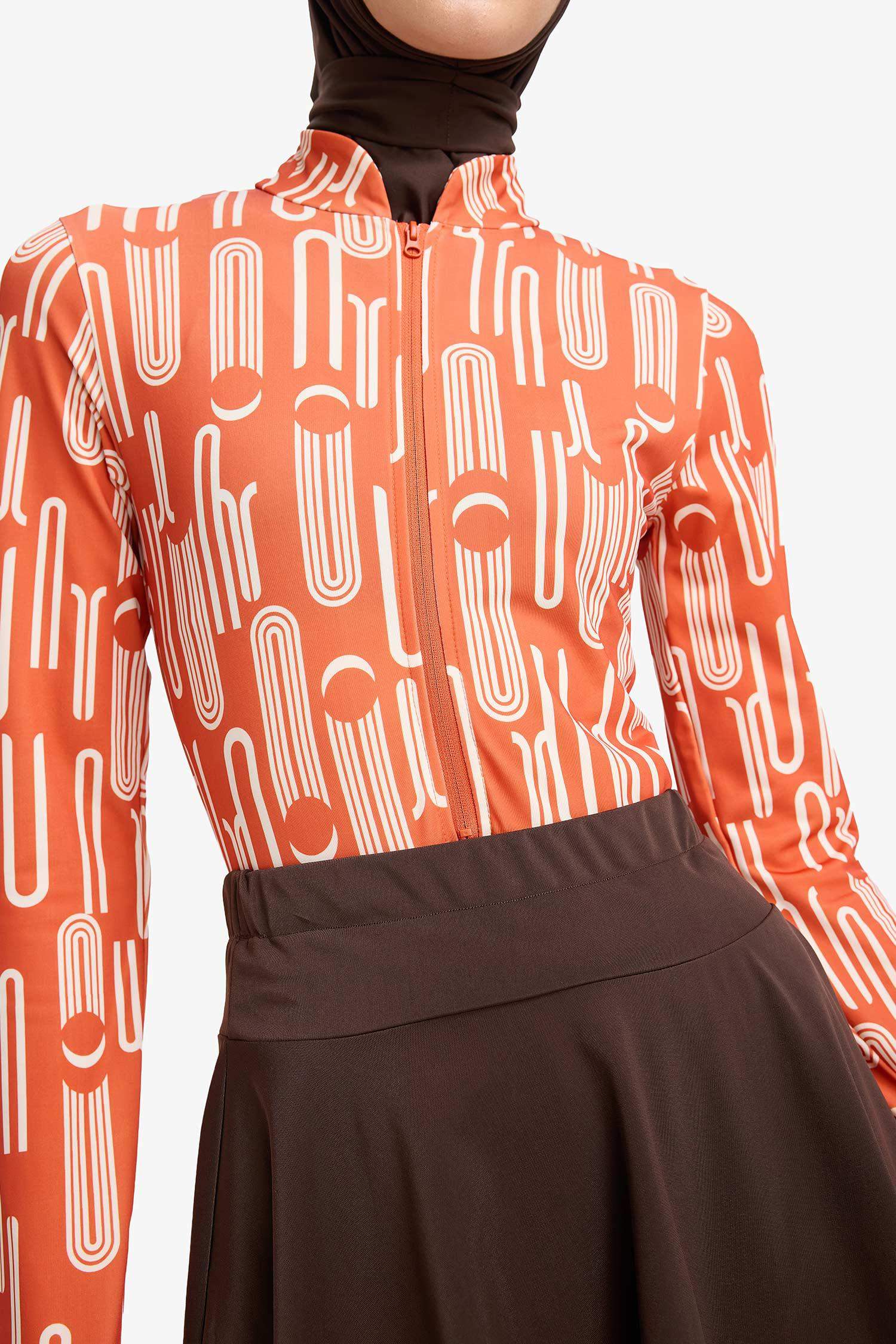 Regular Fit Baskılı Hızlı Kuruyan Su İtici 5'li Burkini Takım