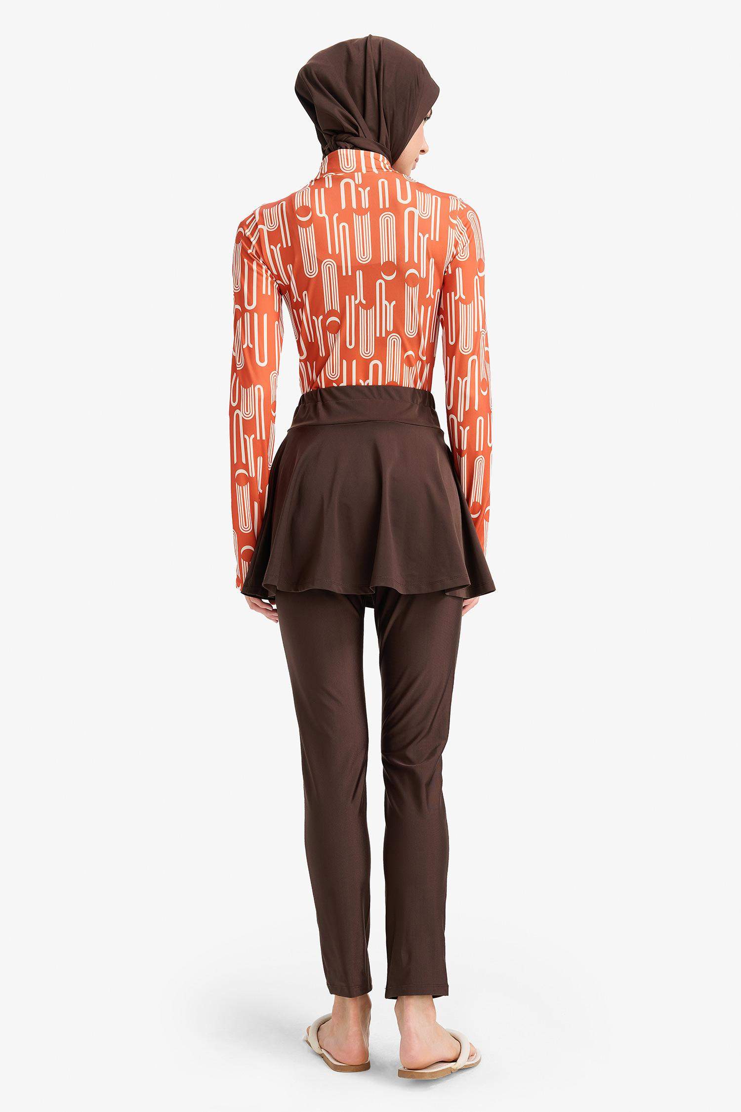 Regular Fit Baskılı Hızlı Kuruyan Su İtici 5'li Burkini Takım