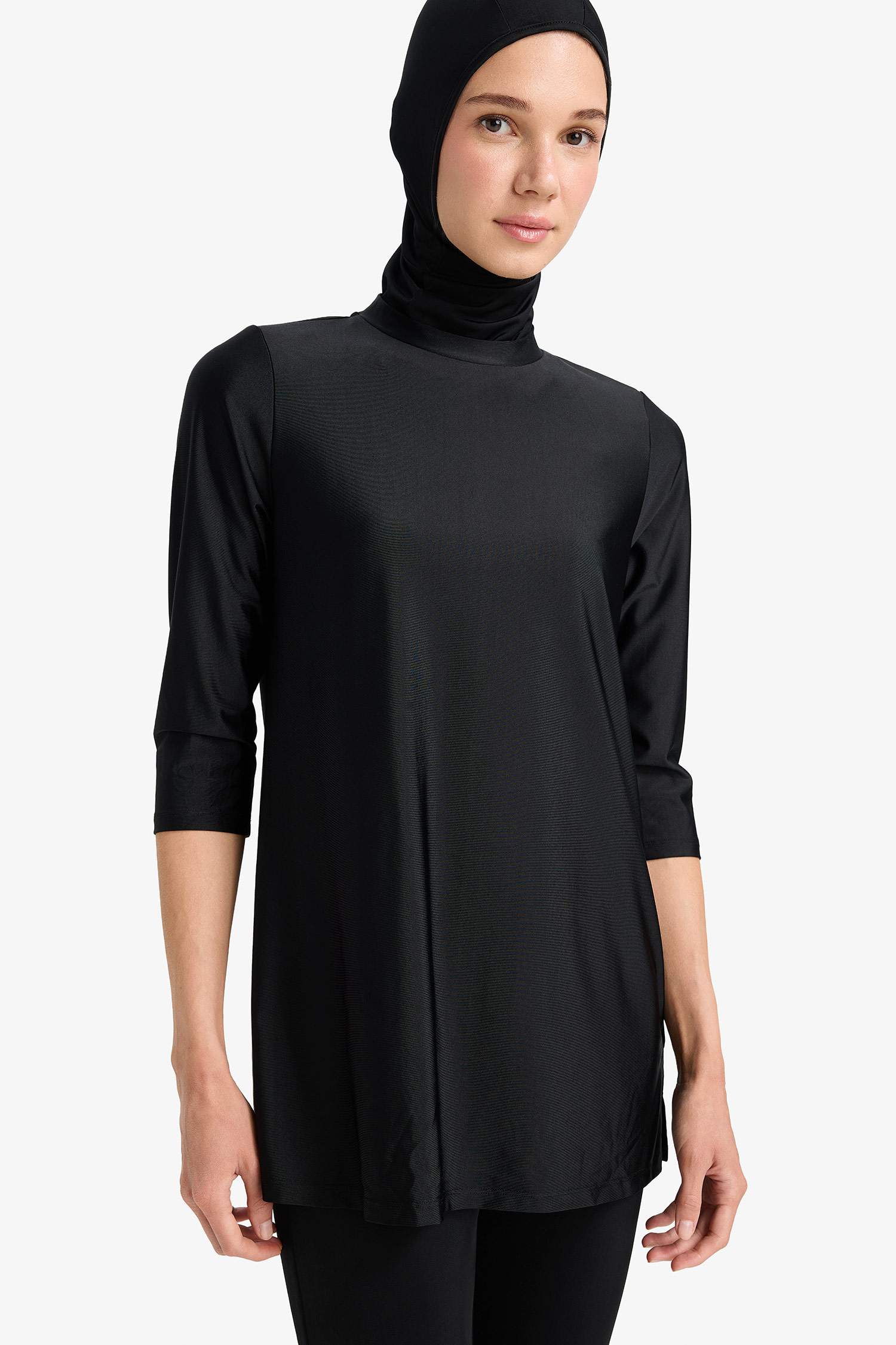 Regular Fit 4'lü Hızlı Kuruyan Burkini Tesettür Basic Düz Mayo Takım