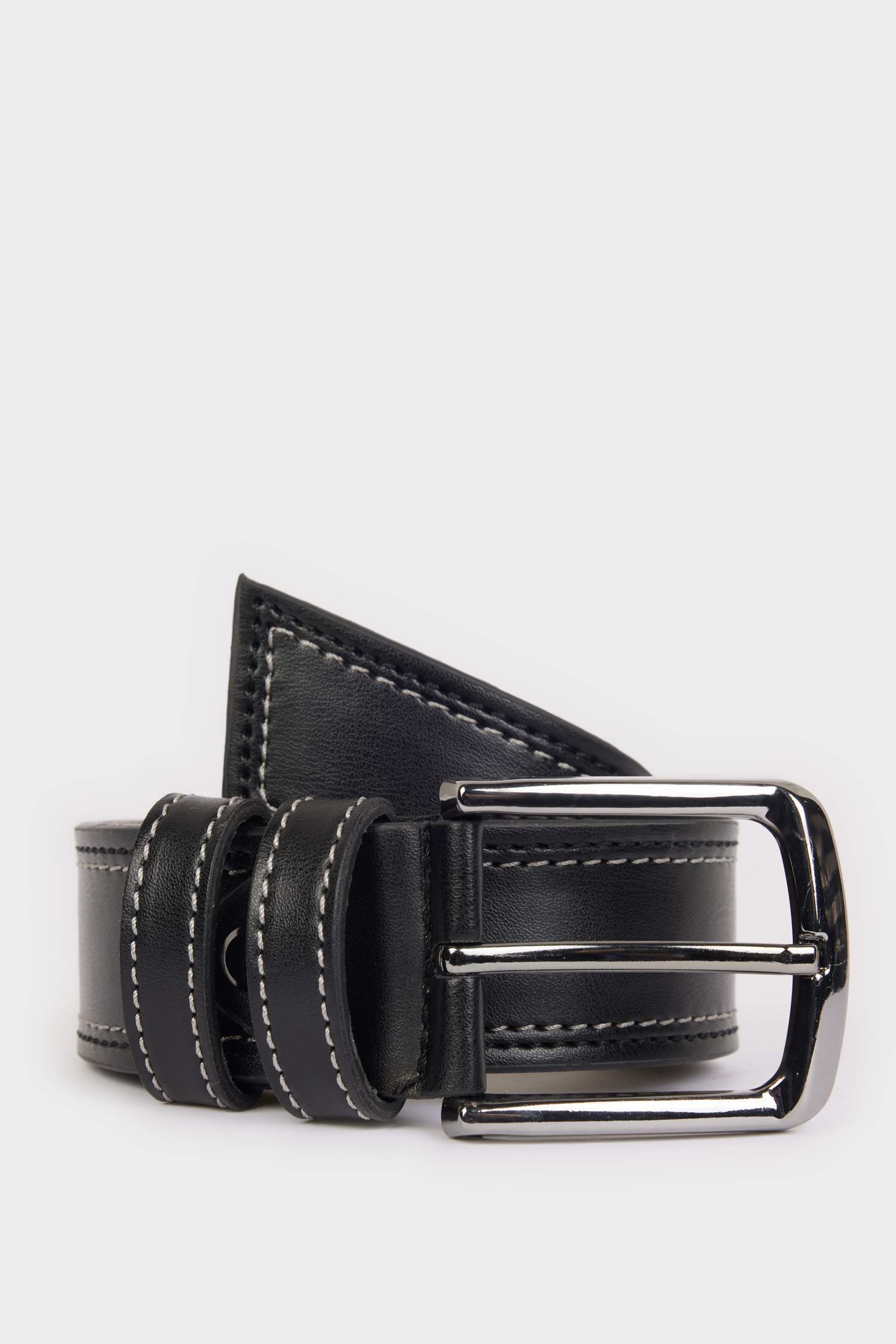 حزام رجالي كاجوال جلد صناعي بمشبك مستطيل