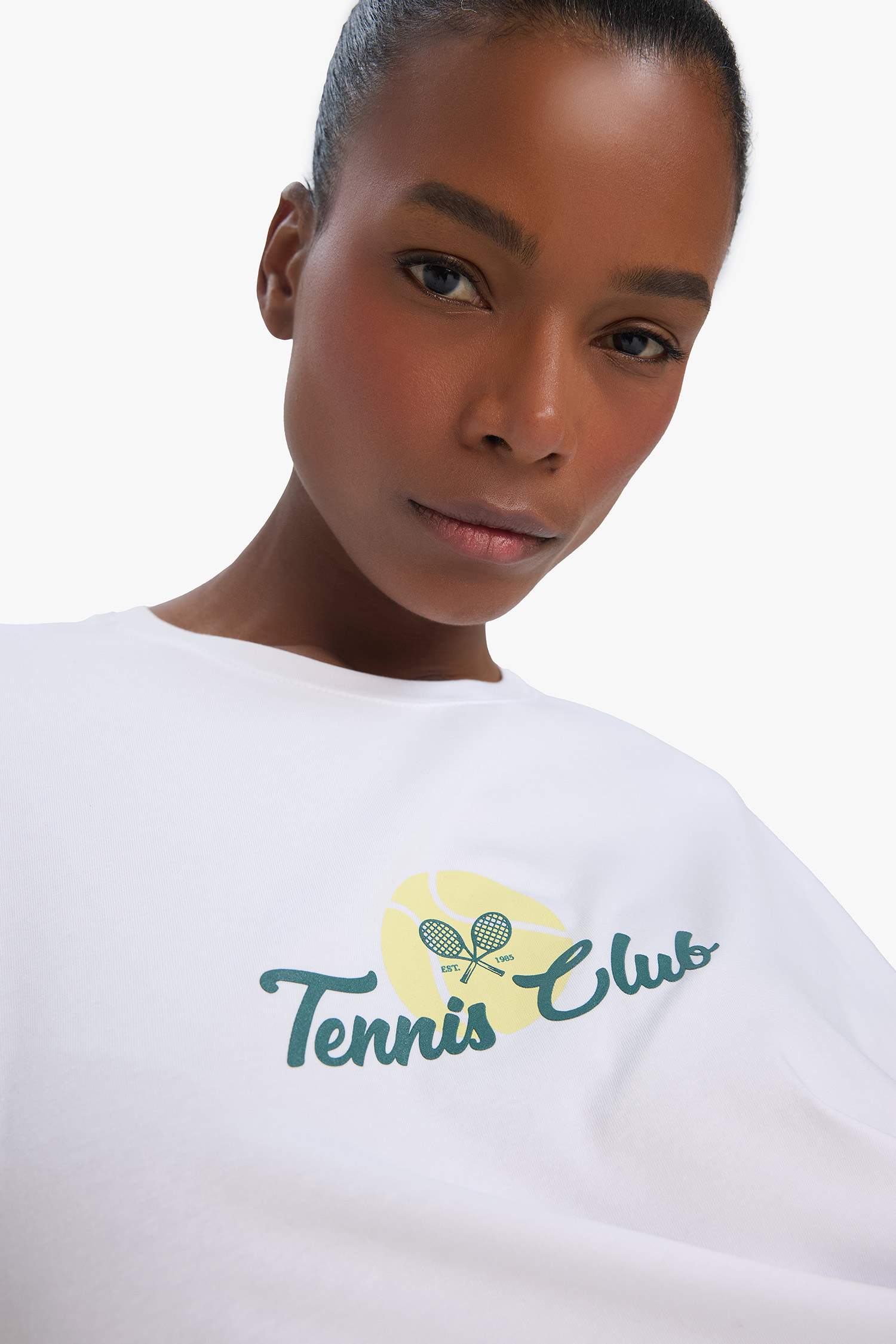 DeFactoFit Oversize Geniş Kalıp Bisiklet Yaka Sırt Baskılı Sporcu Kısa Kollu Tişört