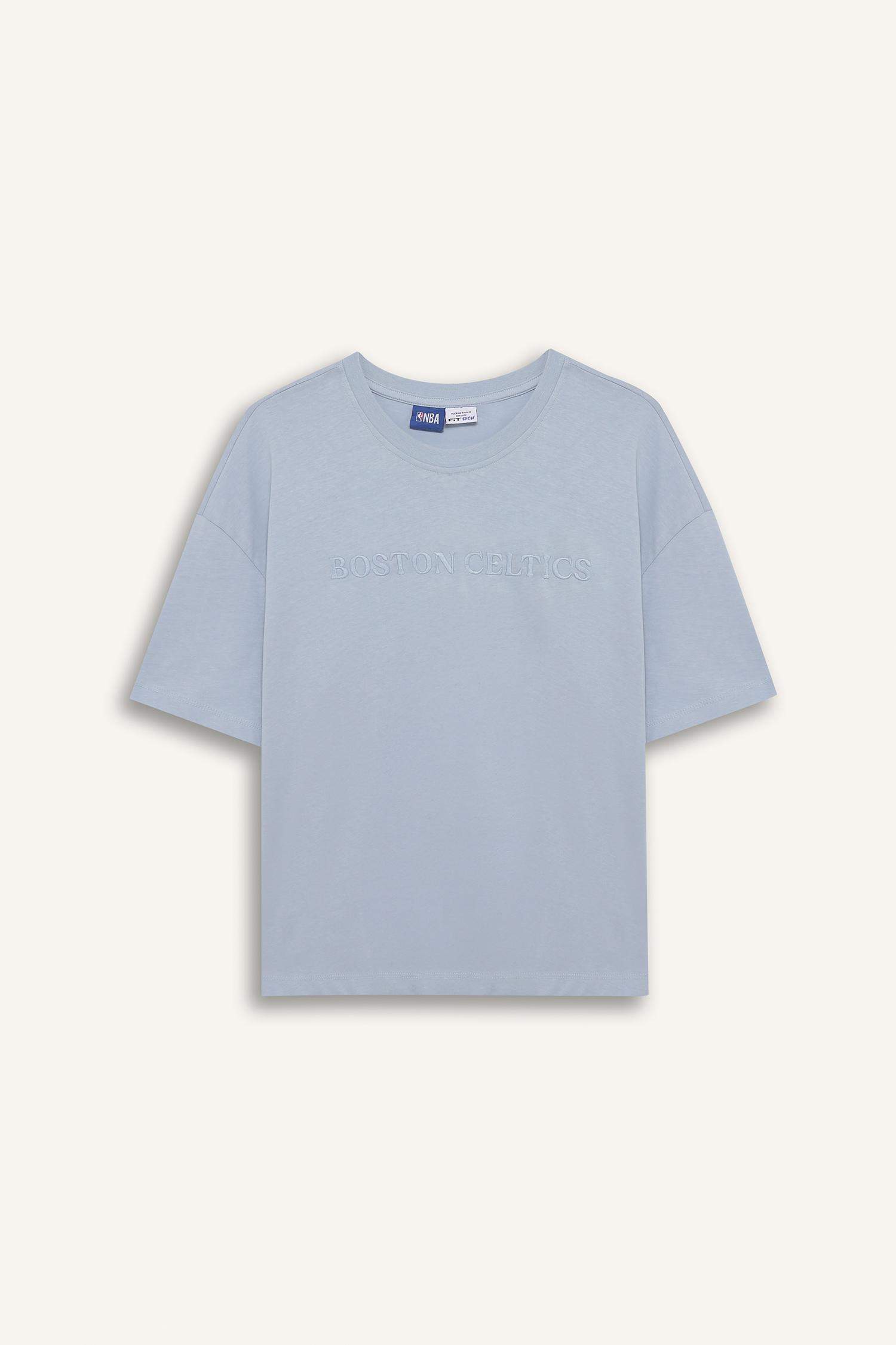 DeFactoFit NBA Boston Celtics Oversize Fit Crew Neck Embroidery T-Shirt