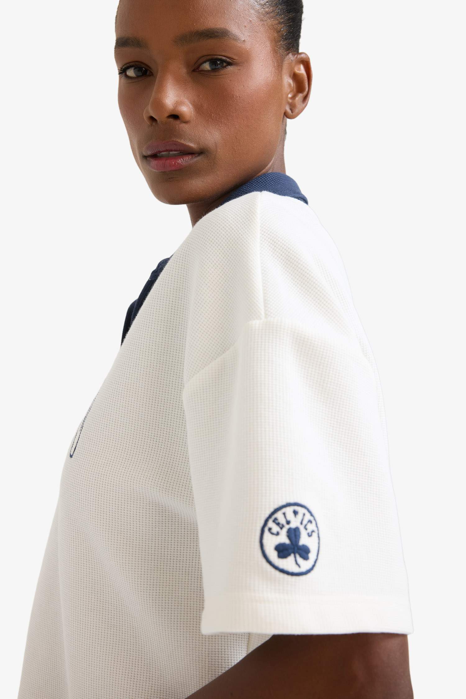 DeFactoFit NBA Boston Celtics Polo Yaka Waffle Kısa Kollu Tişört