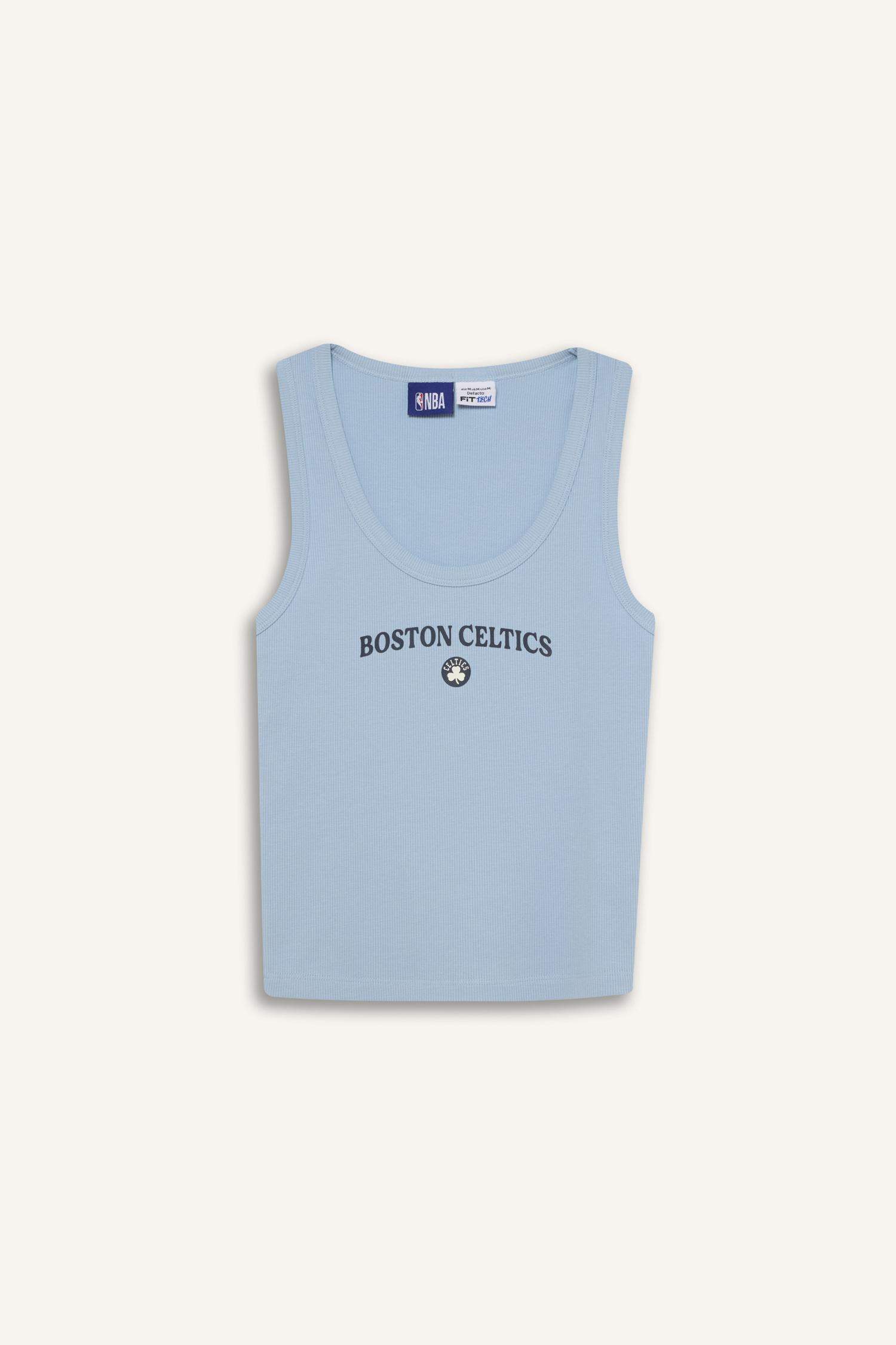 DeFactoFit NBA Boston Celtics Slim Fit Dar Kesim Yuvarlak Yaka Fitilli Kaşkorse Atlet